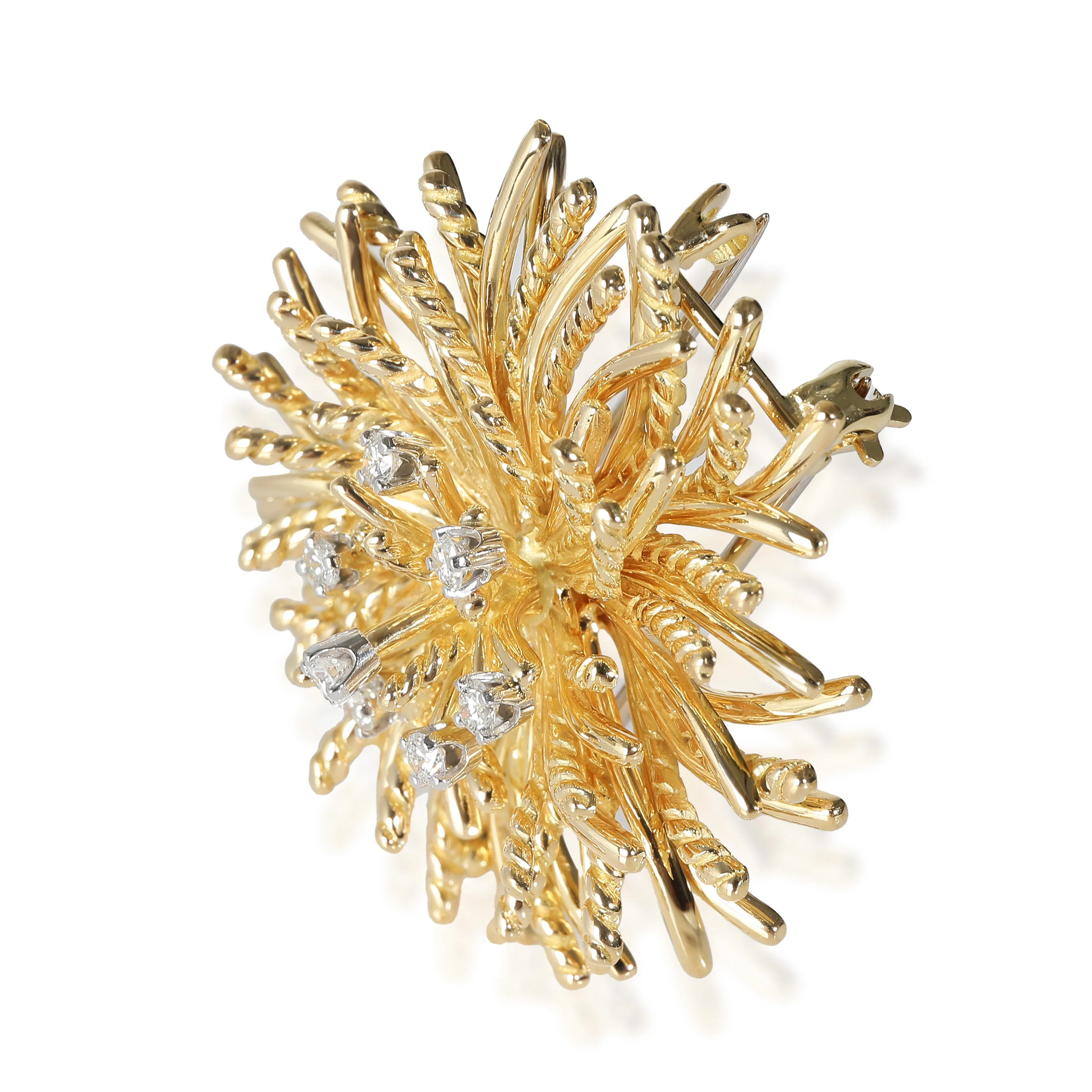 Vintage Anemone Brooch in 18k Yellow Gold 0.39 CTW - Image 2