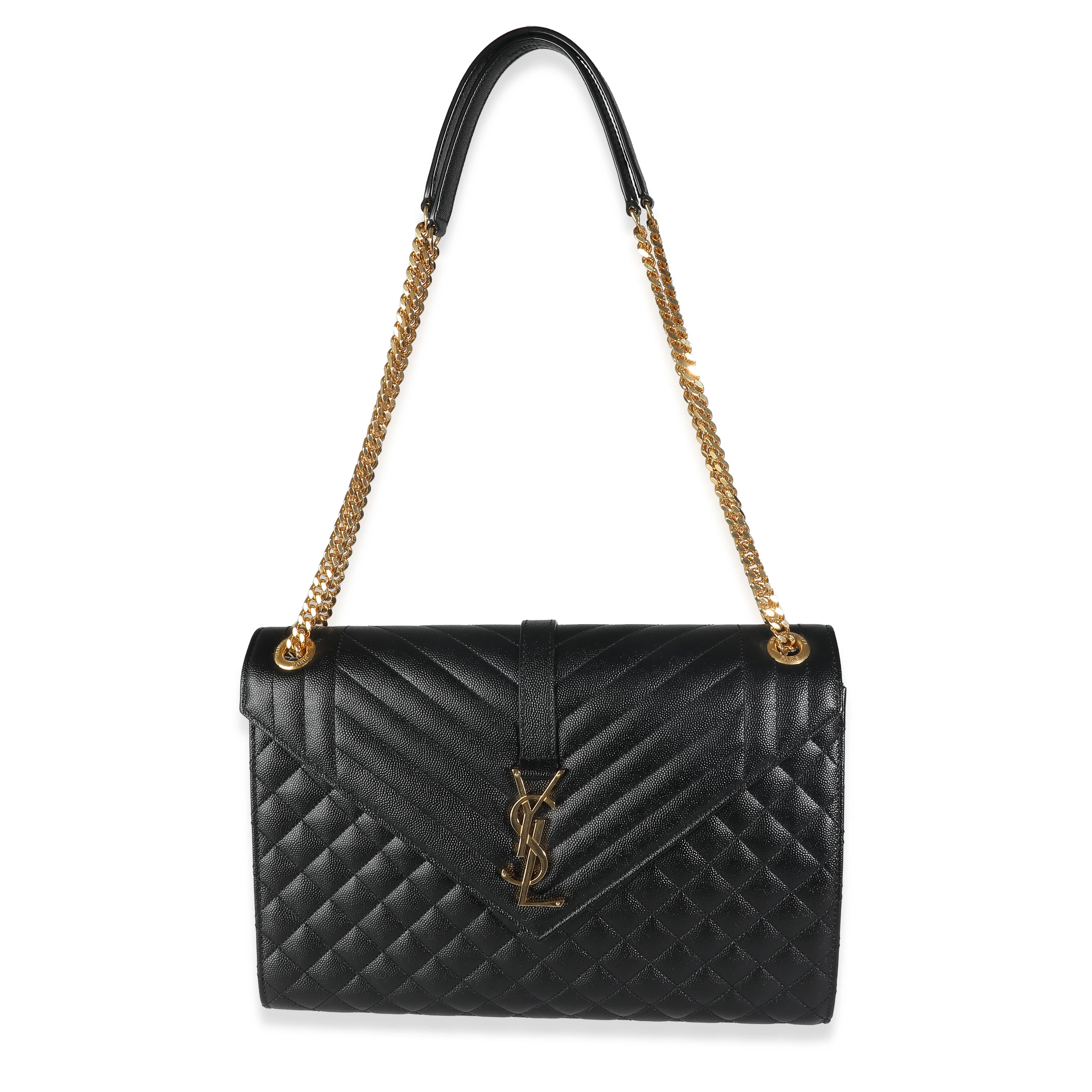 Black Grain De Poudre Triquilt Matelassé Large Envelope Flap Bag - Image 8