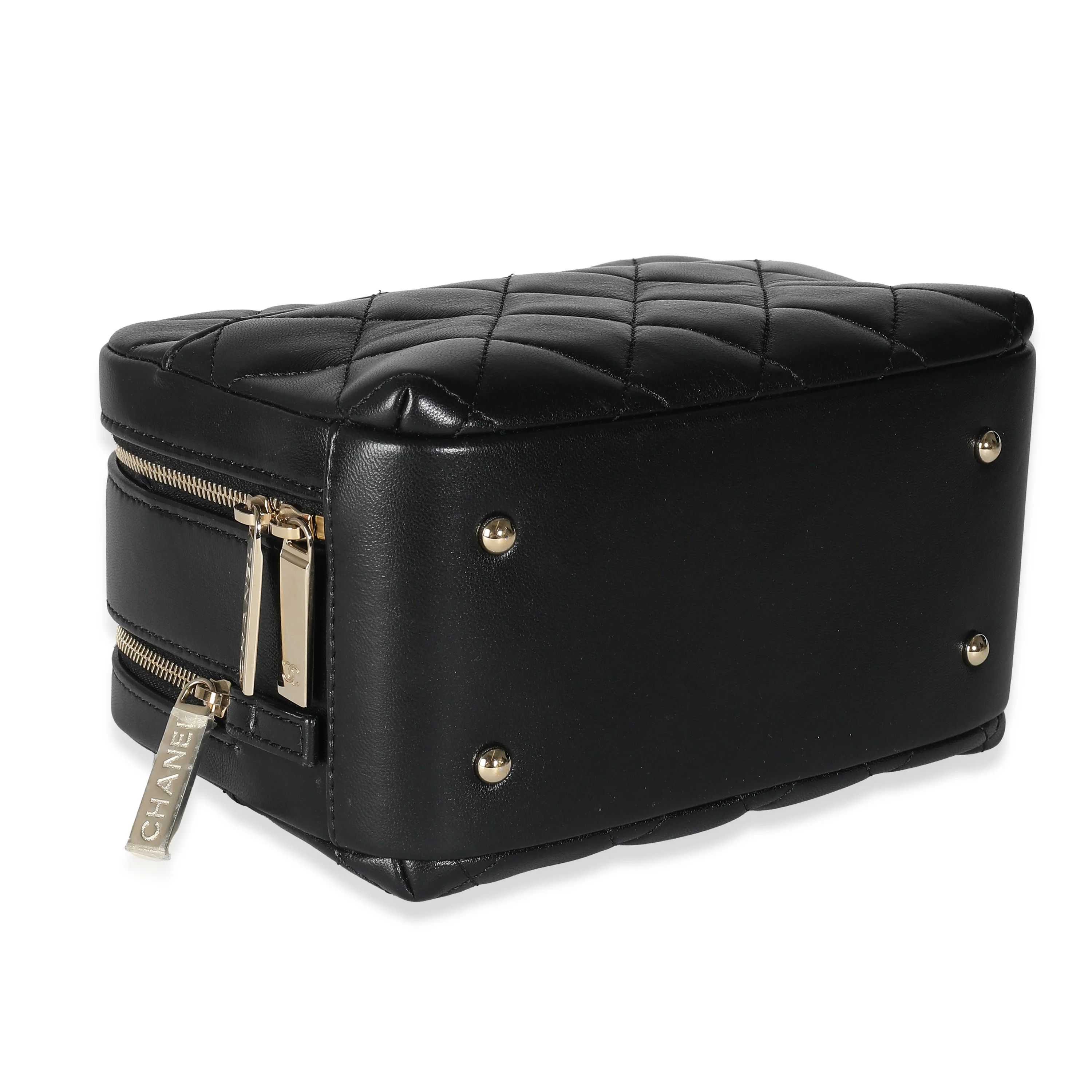 20P Black Quilted Lambskin Mini Trendy CC Bowling Bag - Image 5