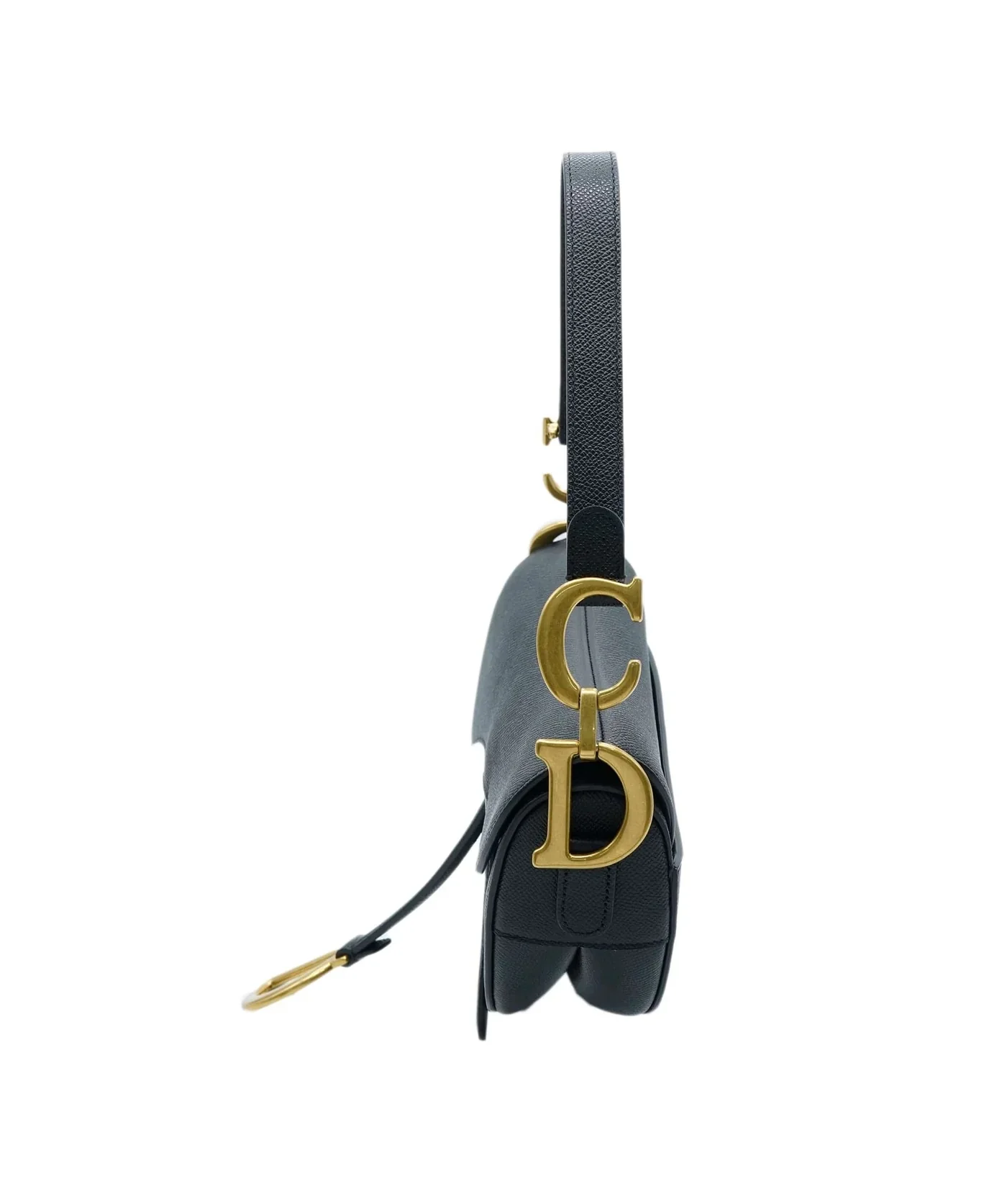 Black Grained Calfskin Medium Saddle Bag - Image 2