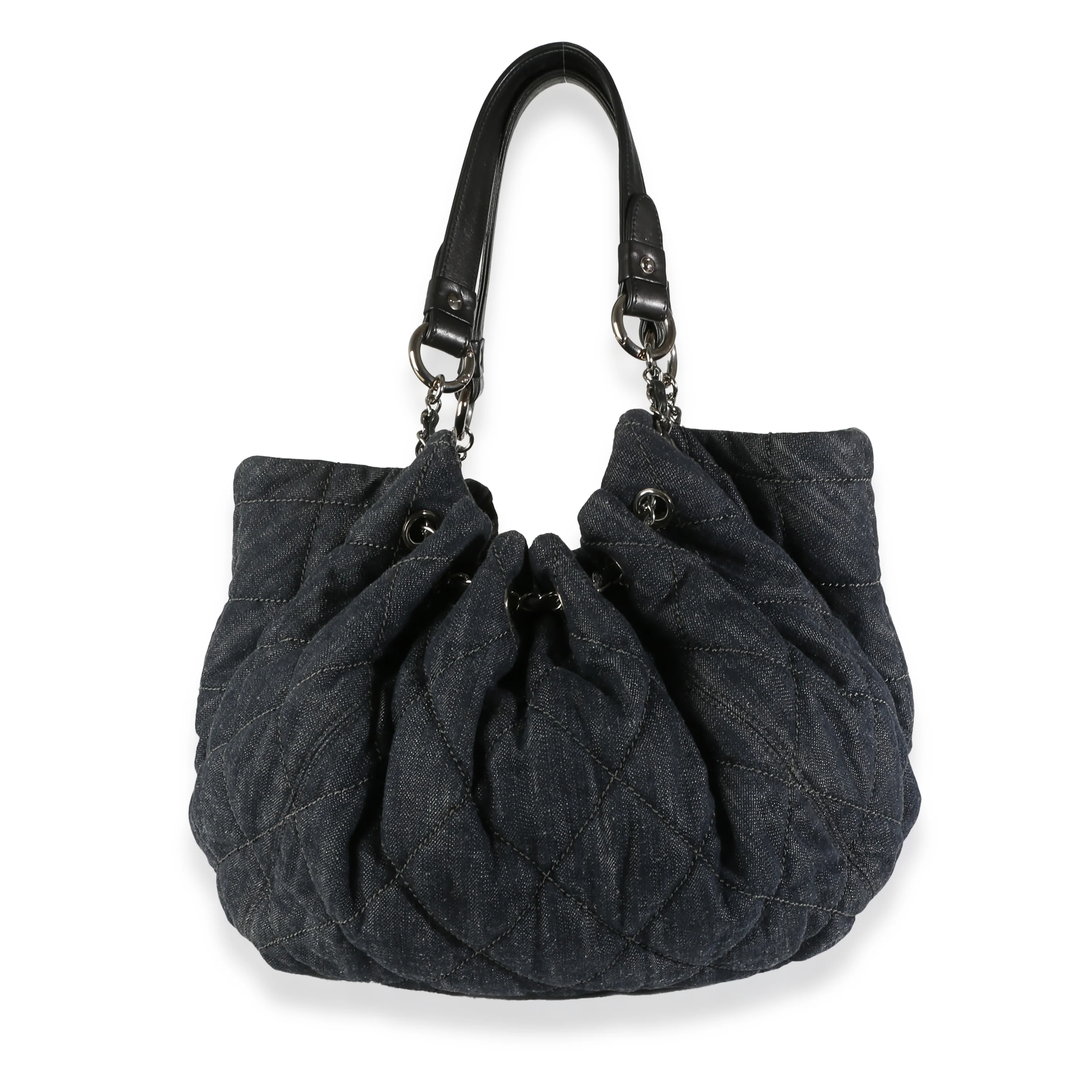 Navy Quilted Denim Coco Cabas Tote - Image 4