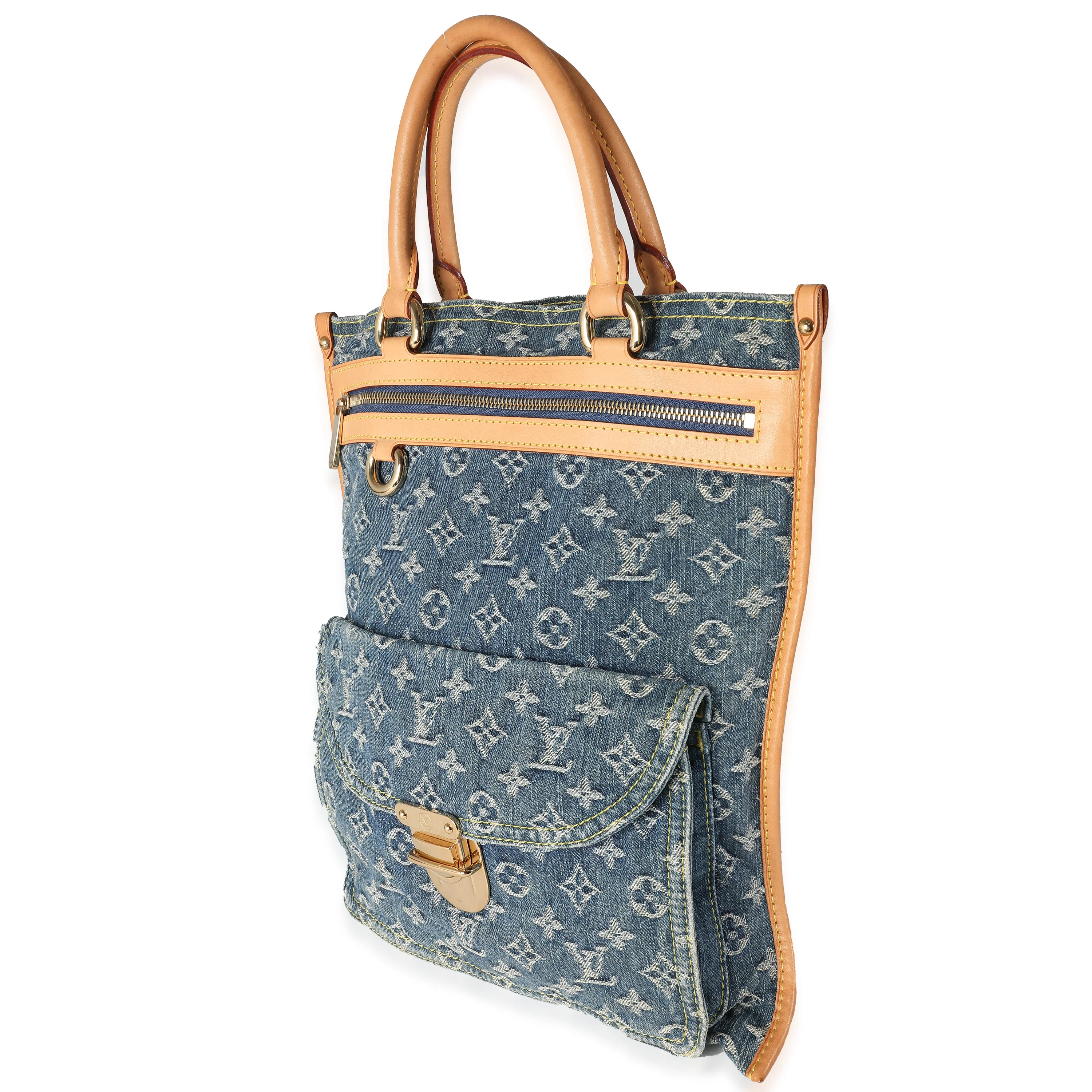 Blue Monogram Denim Sac Plat - Image 2