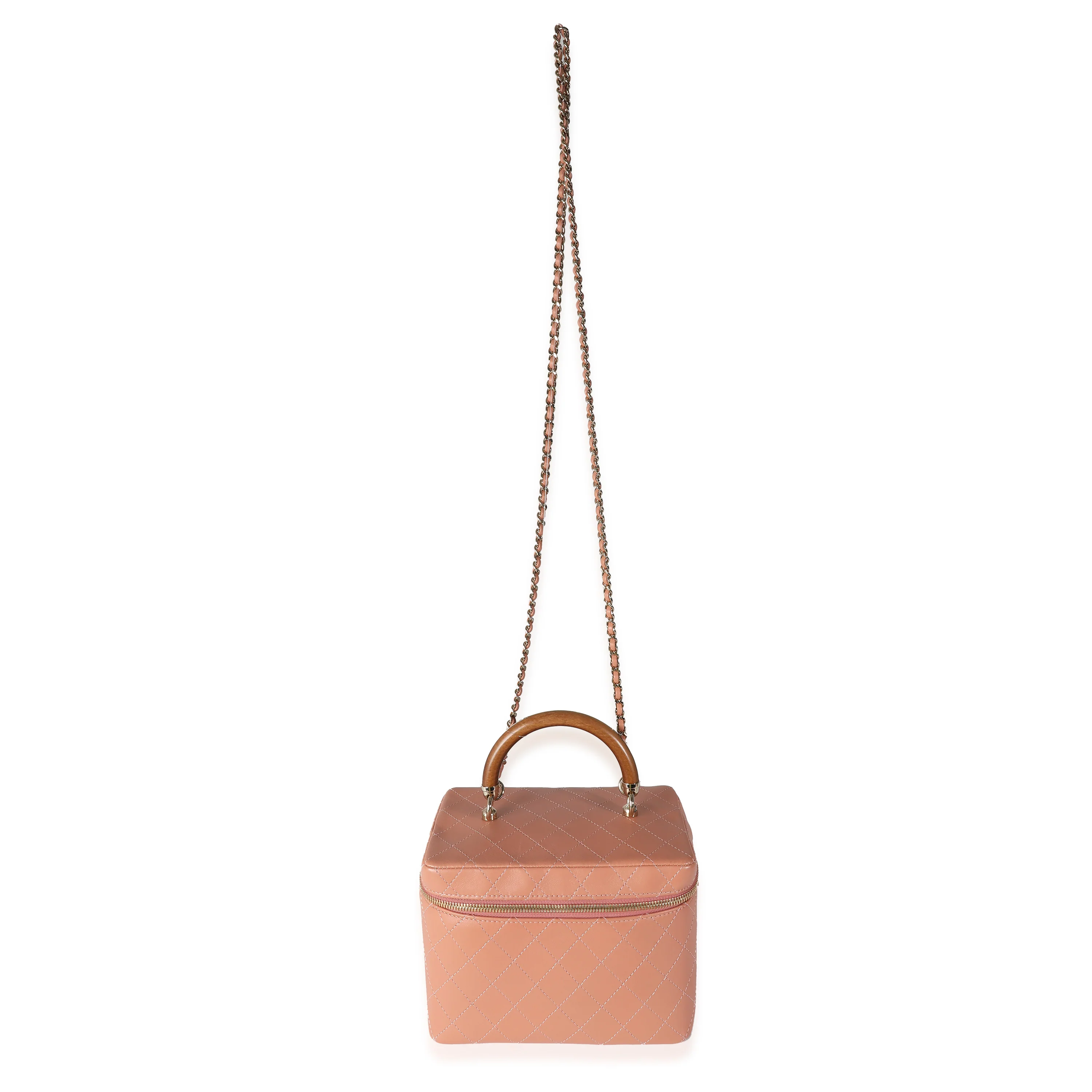 Pink Quilted Lambskin Knock On Wood Vanity Case - Image 5