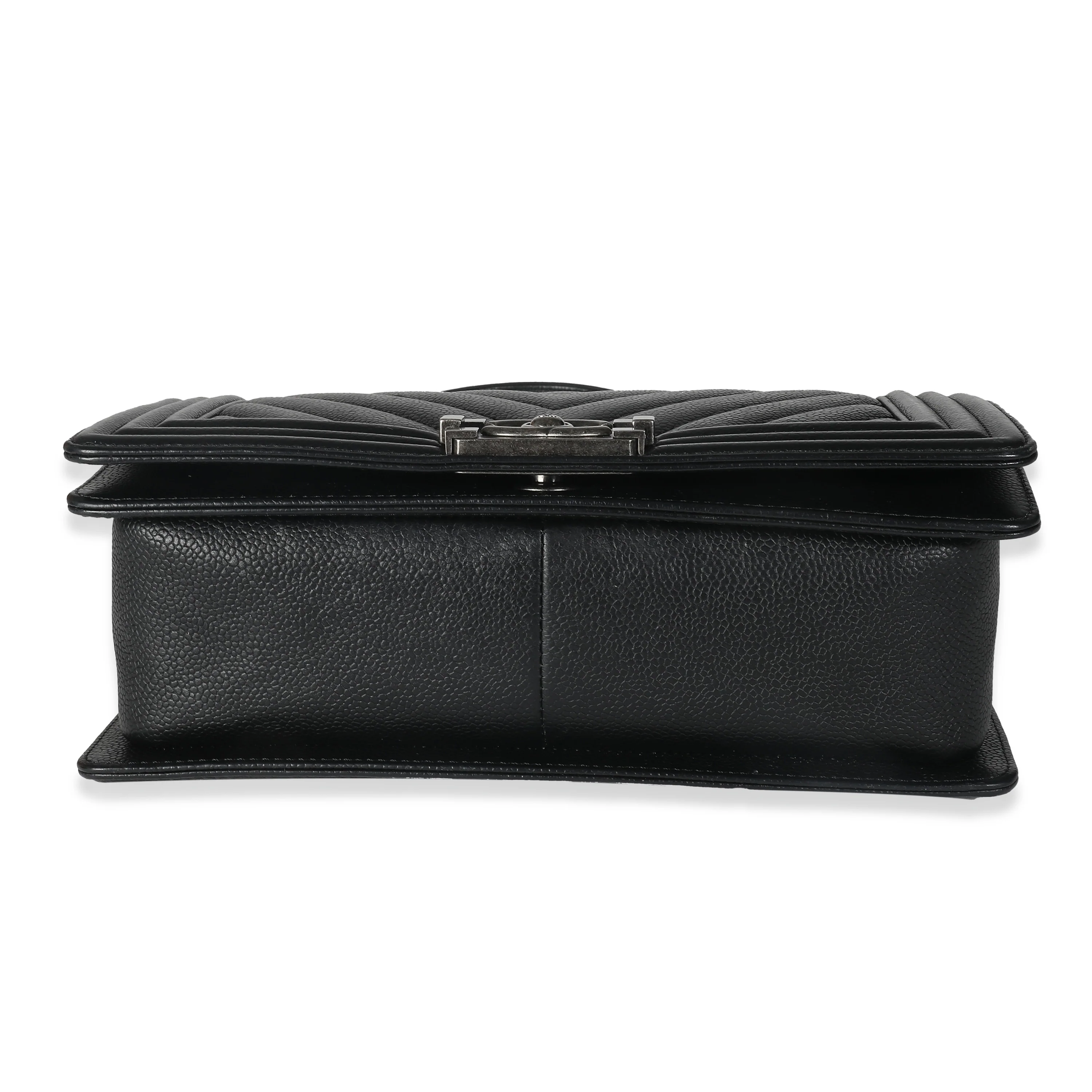 Black Chevron Quilted Caviar Medium Boy Bag - Image 2