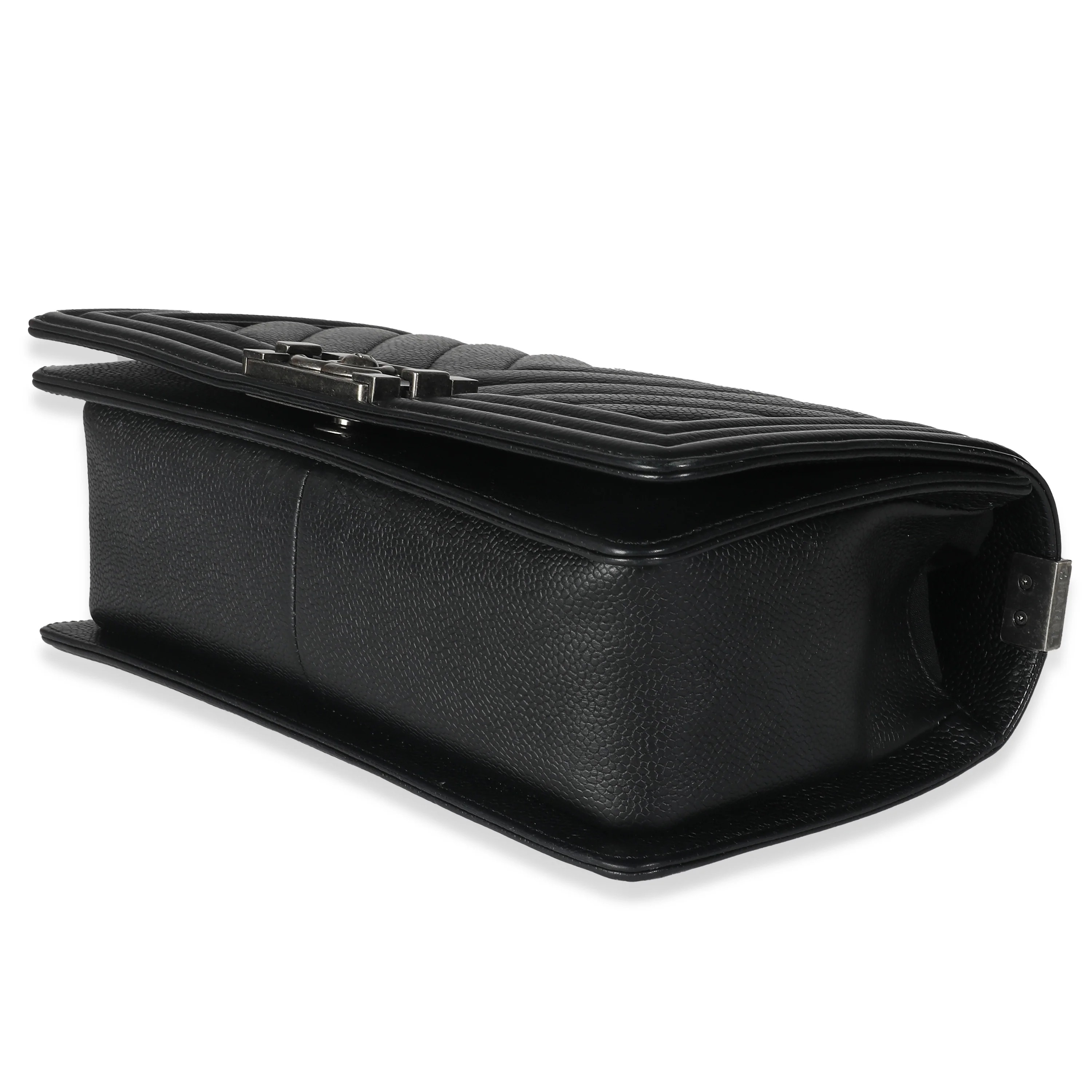 Black Chevron Quilted Caviar Medium Boy Bag - Image 3