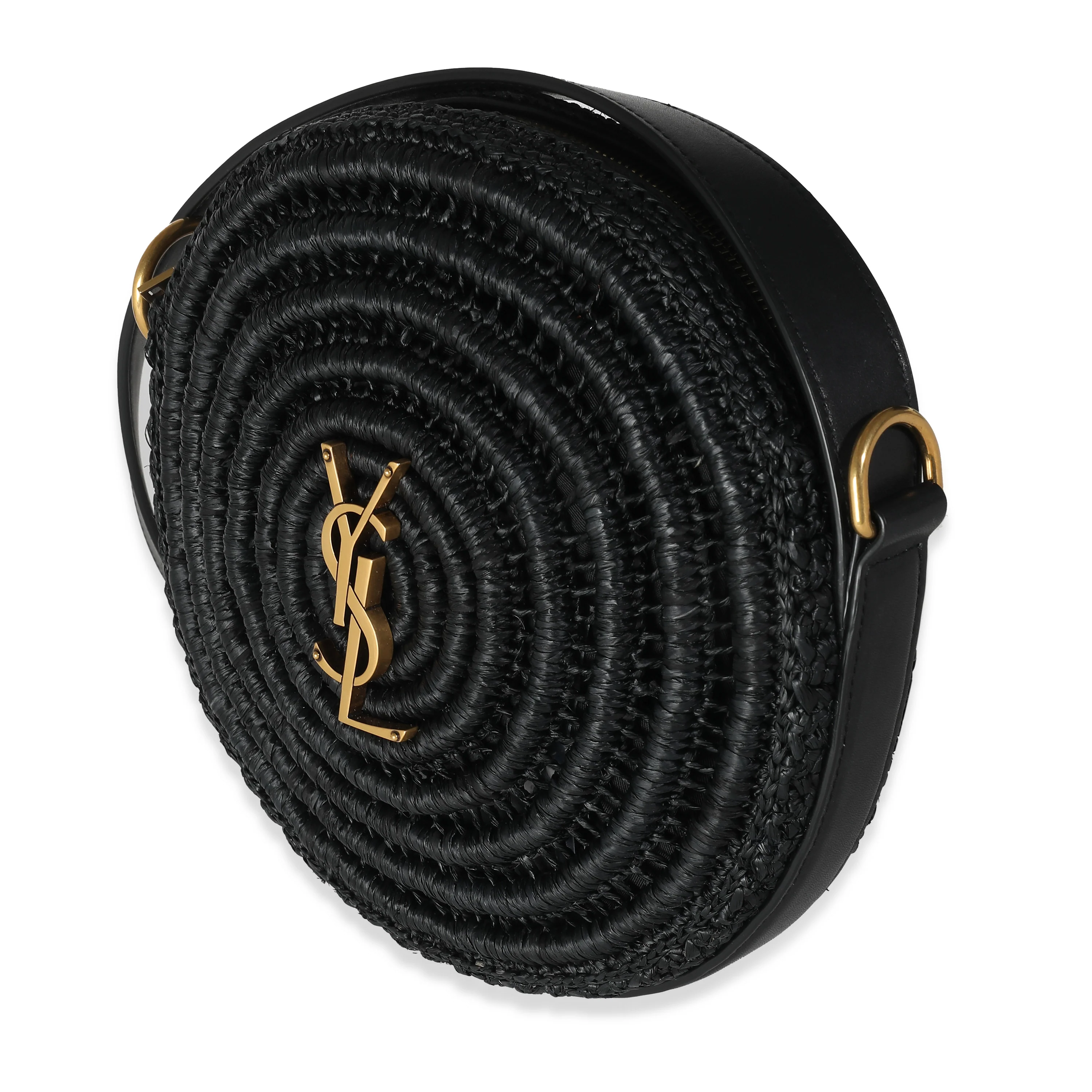 Black Raffia Round Shoulder Bag - Image 2