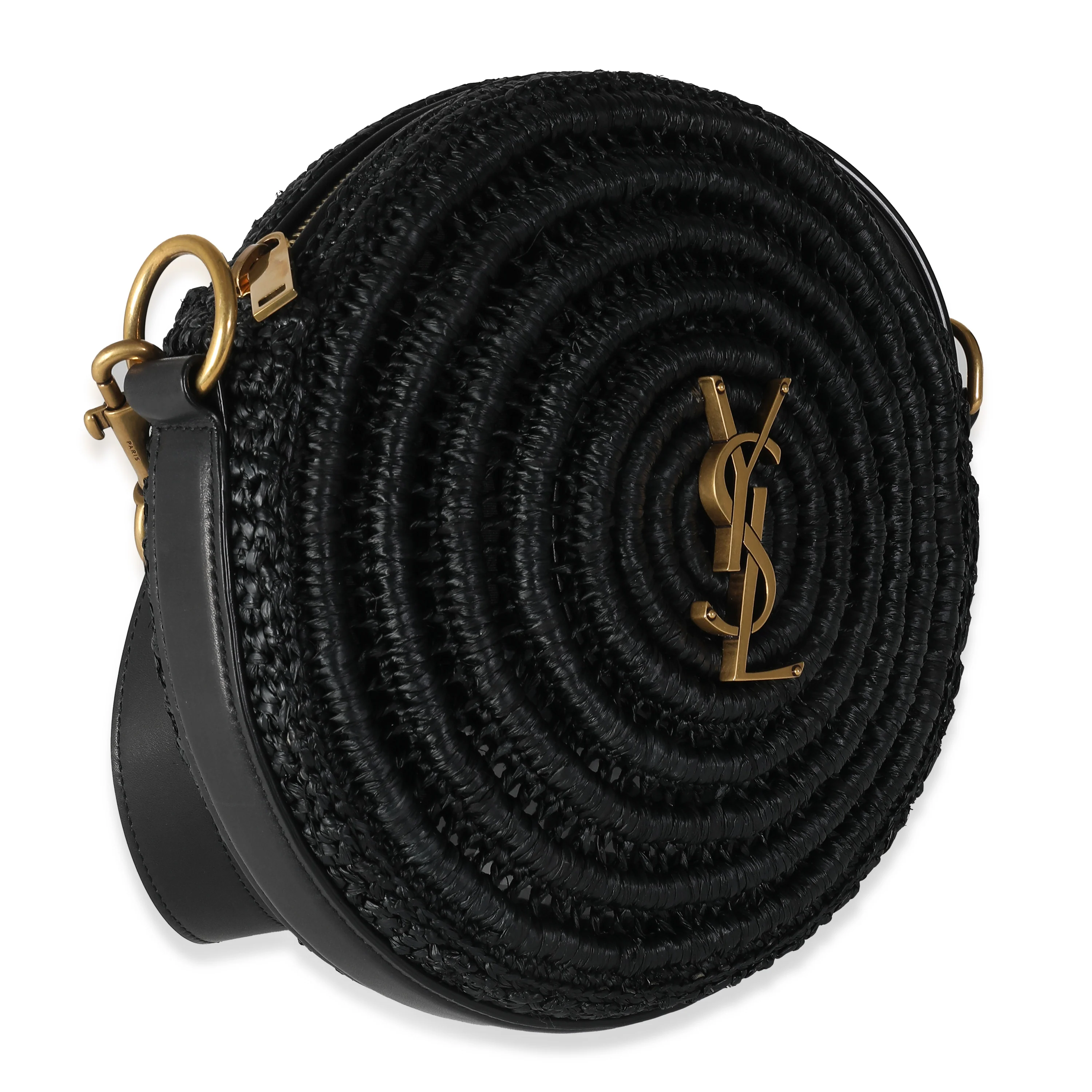 Black Raffia Round Shoulder Bag - Image 3