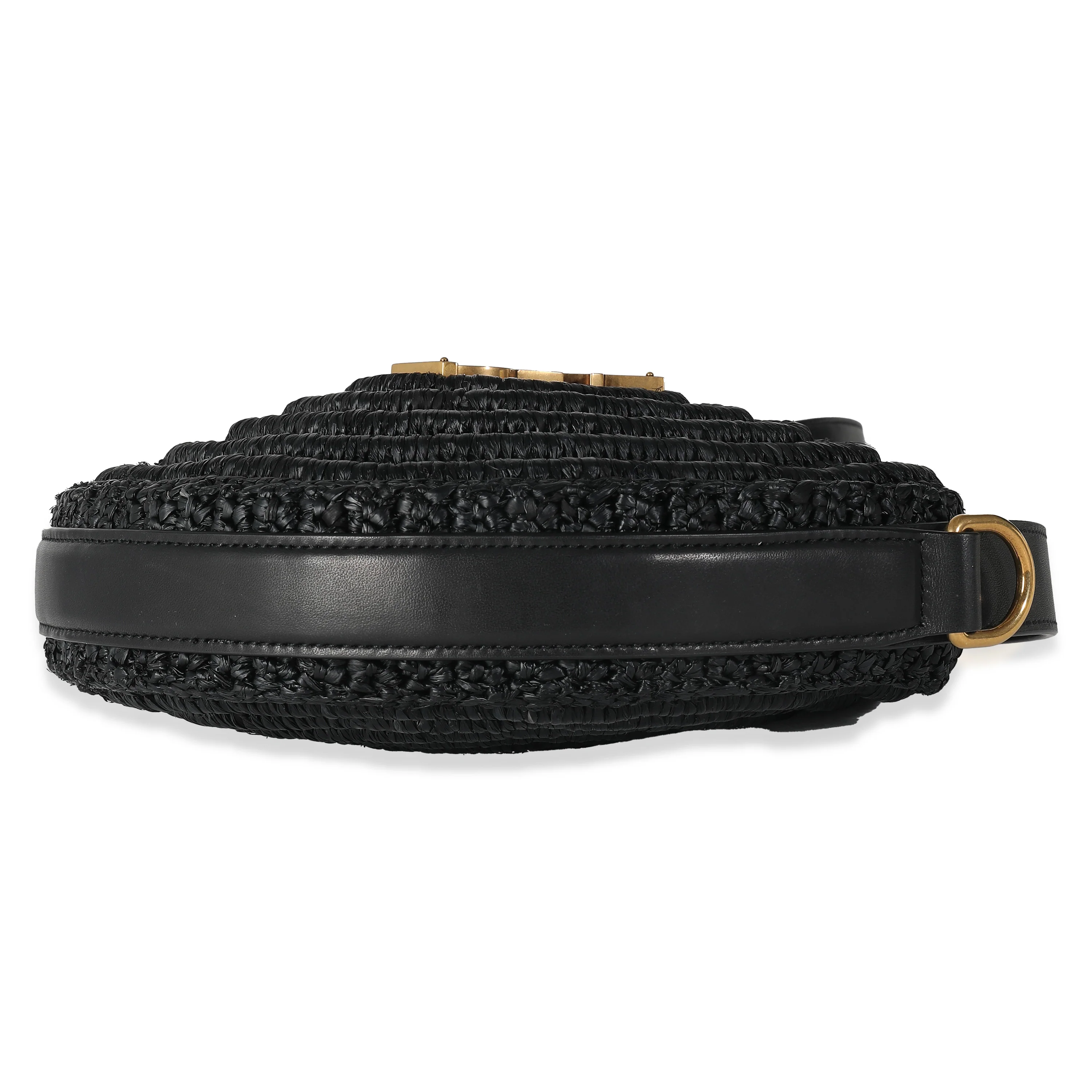 Black Raffia Round Shoulder Bag - Image 6