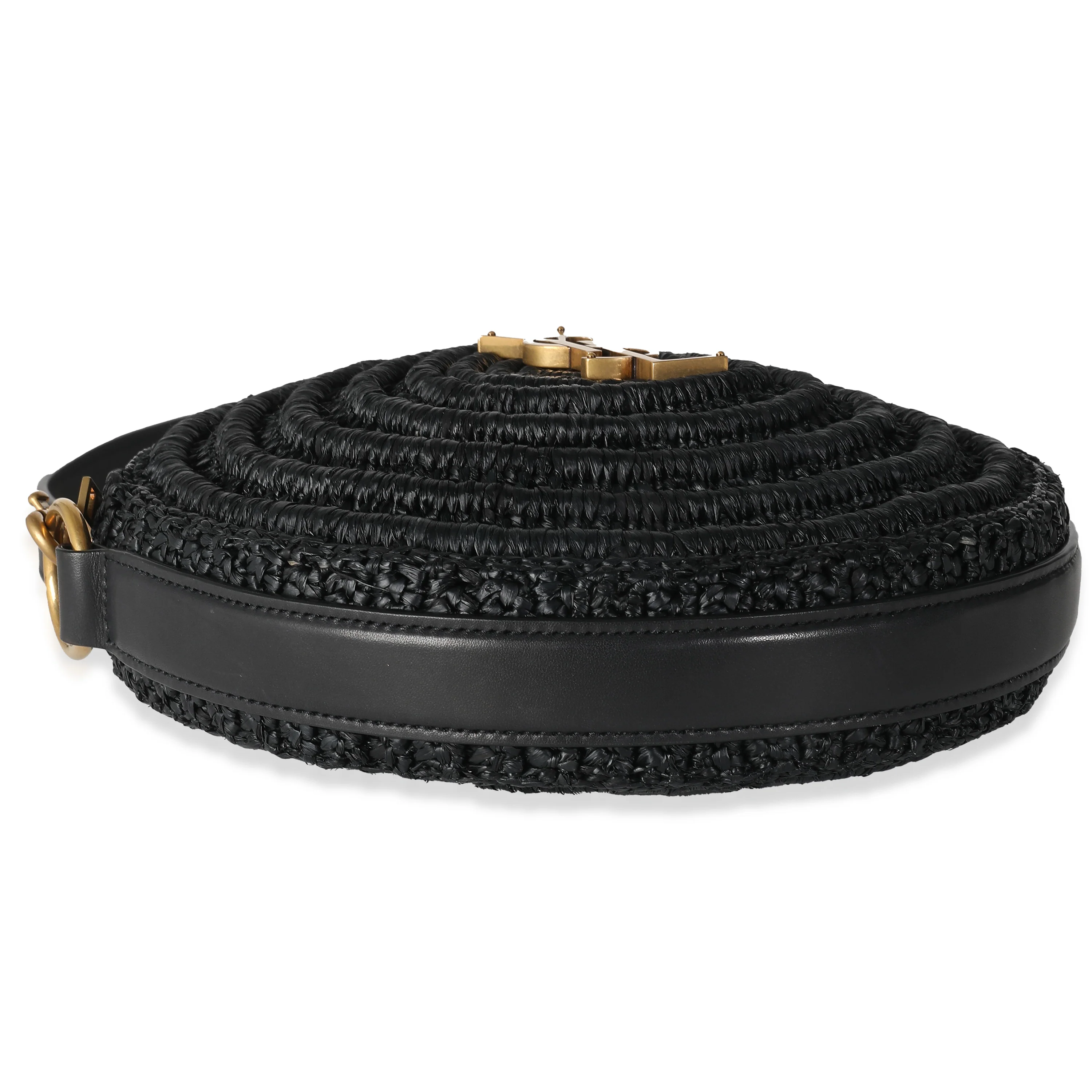 Black Raffia Round Shoulder Bag - Image 7