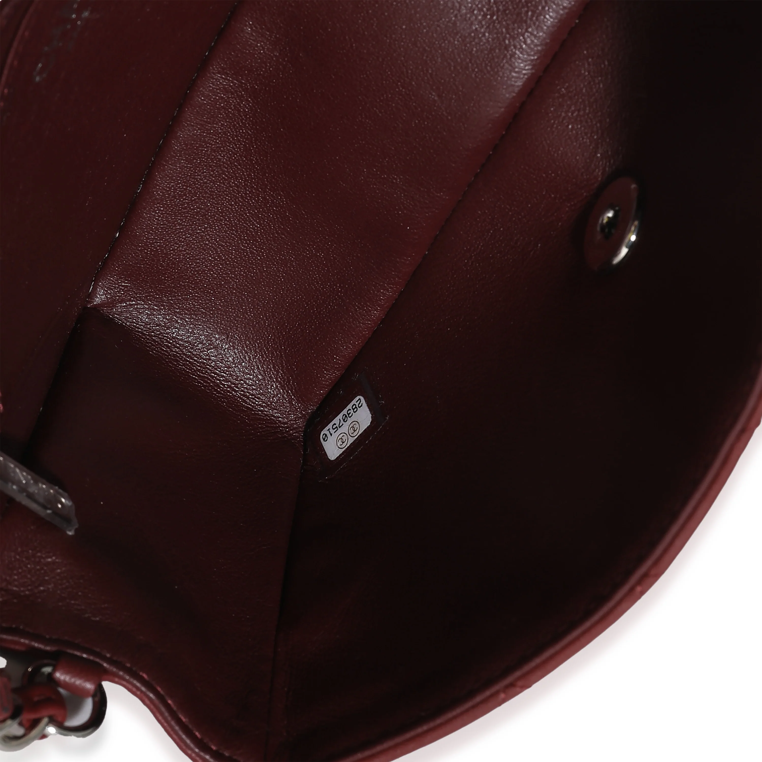 Burgundy Quilted Lambskin Mini Rectangular Flap Bag - Image 9