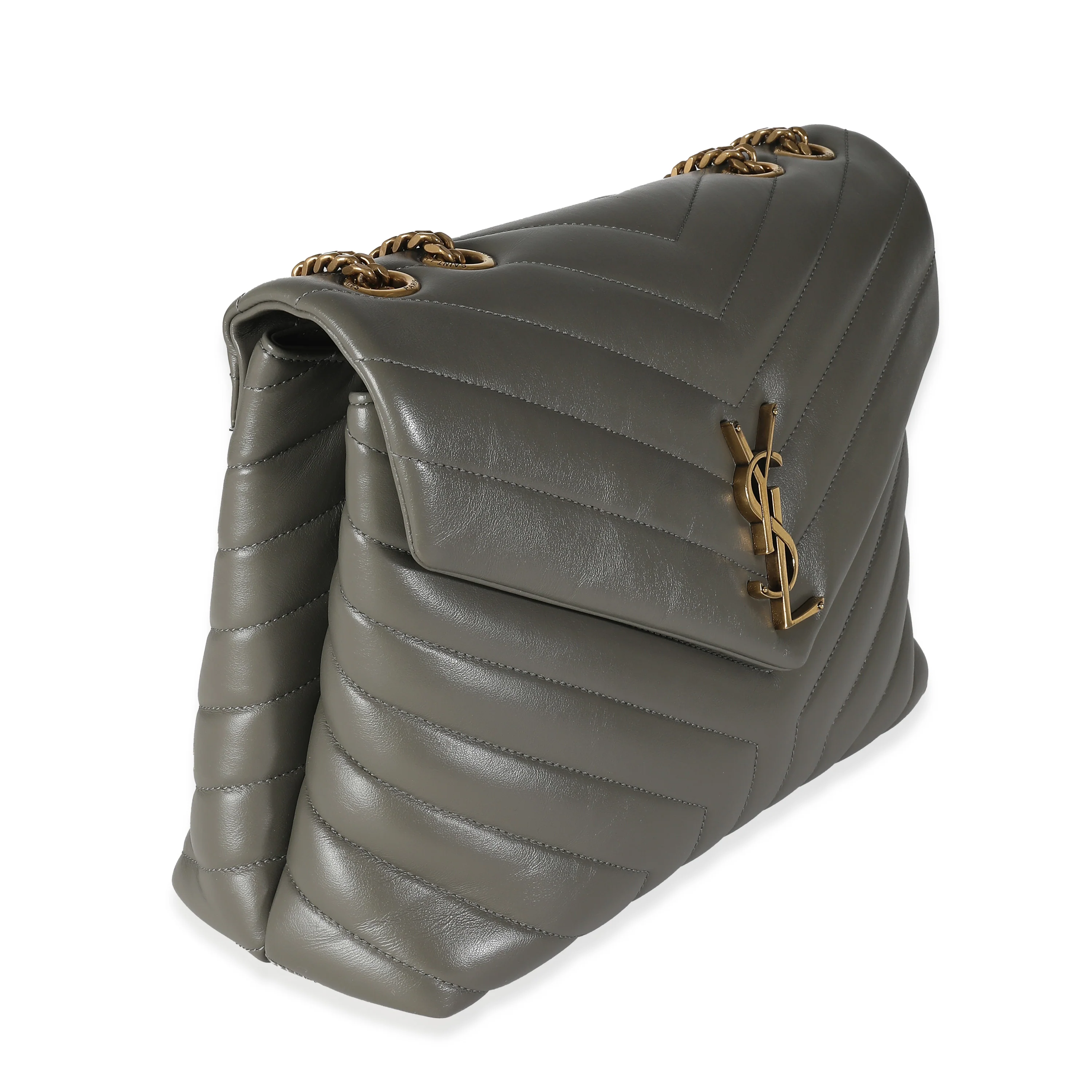 Storm Grey Quilted Calfskin Medium Loulou Bag - Image 3