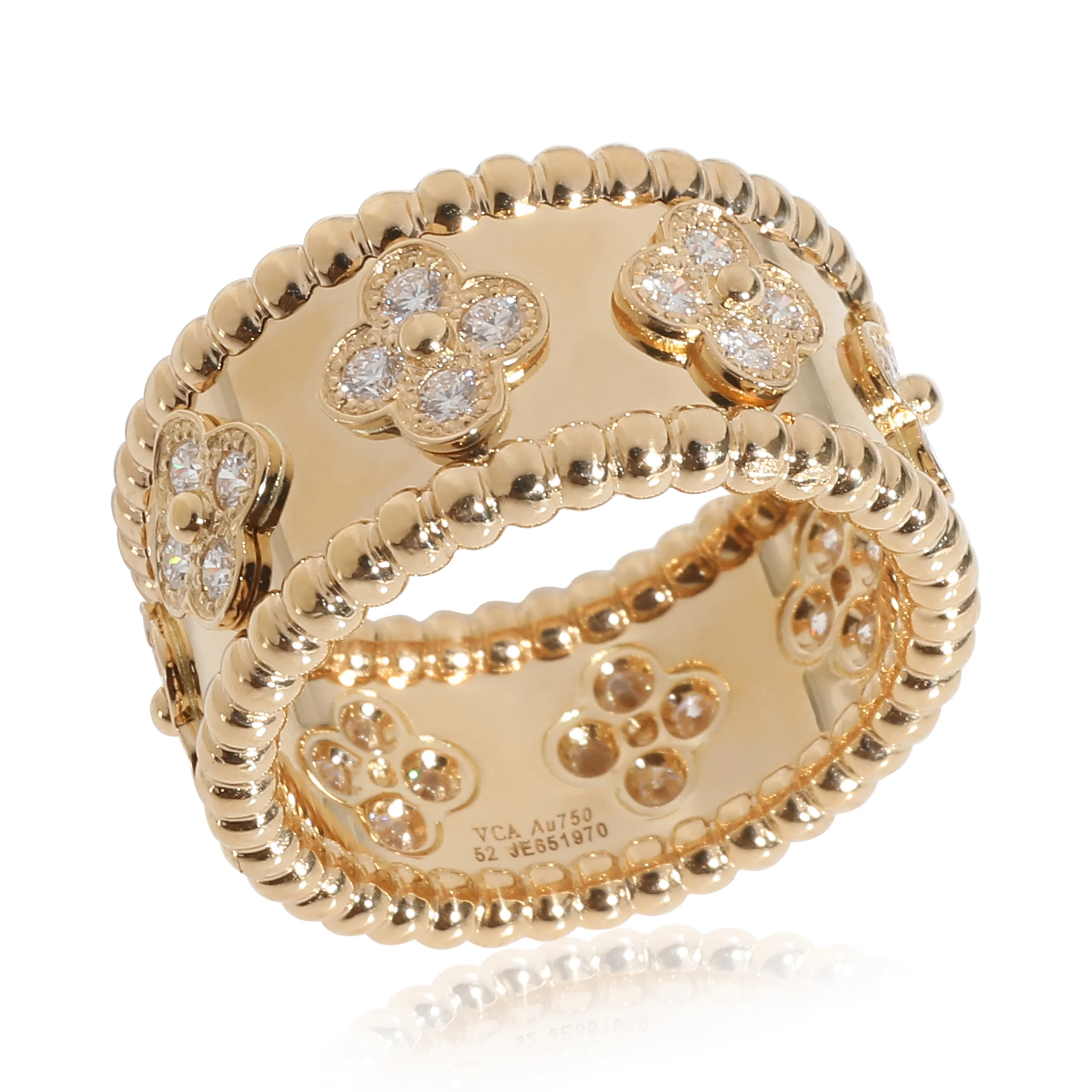 Perlee Clovers Ring, Medium Model in Yellow Gold 0.71 CTW - Image 3