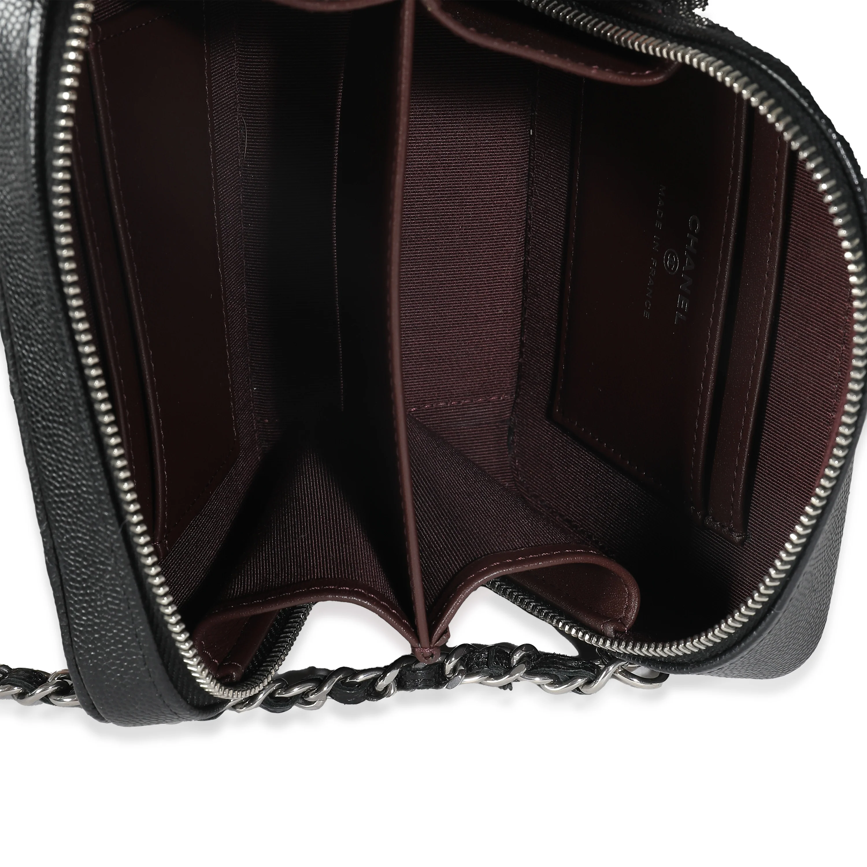 Black Quilted Caviar Square Zip Around Camera Handbag - Image 9