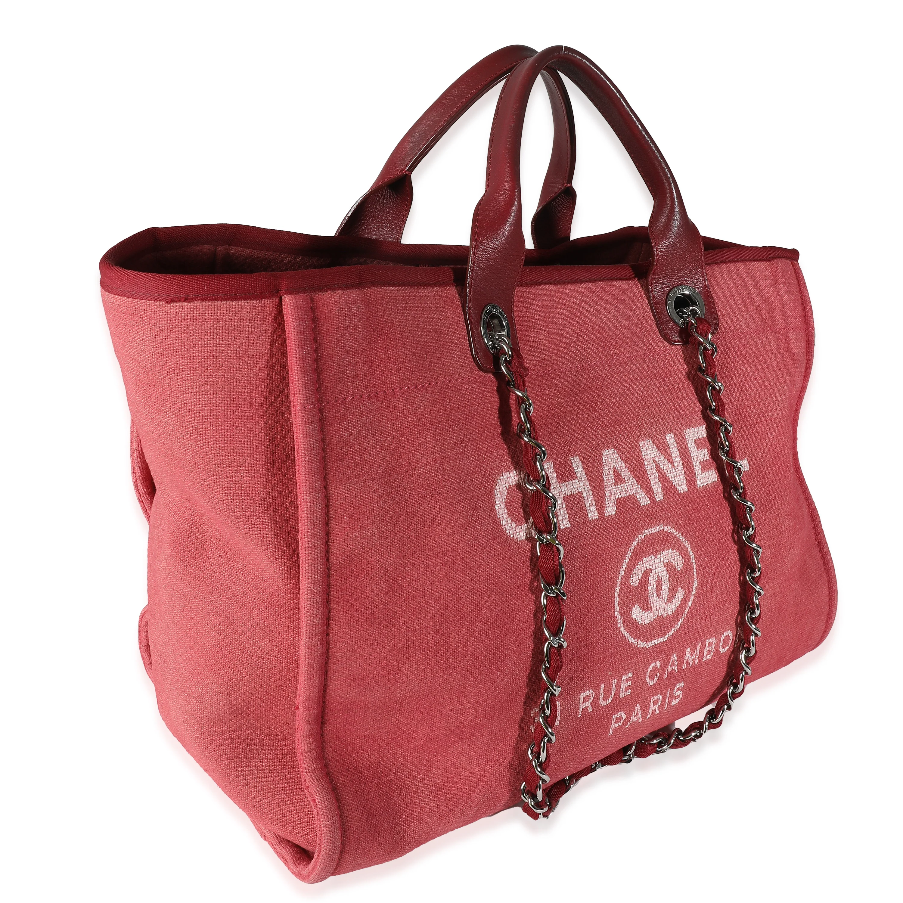 Red Canvas Medium Deauville Tote - Image 3