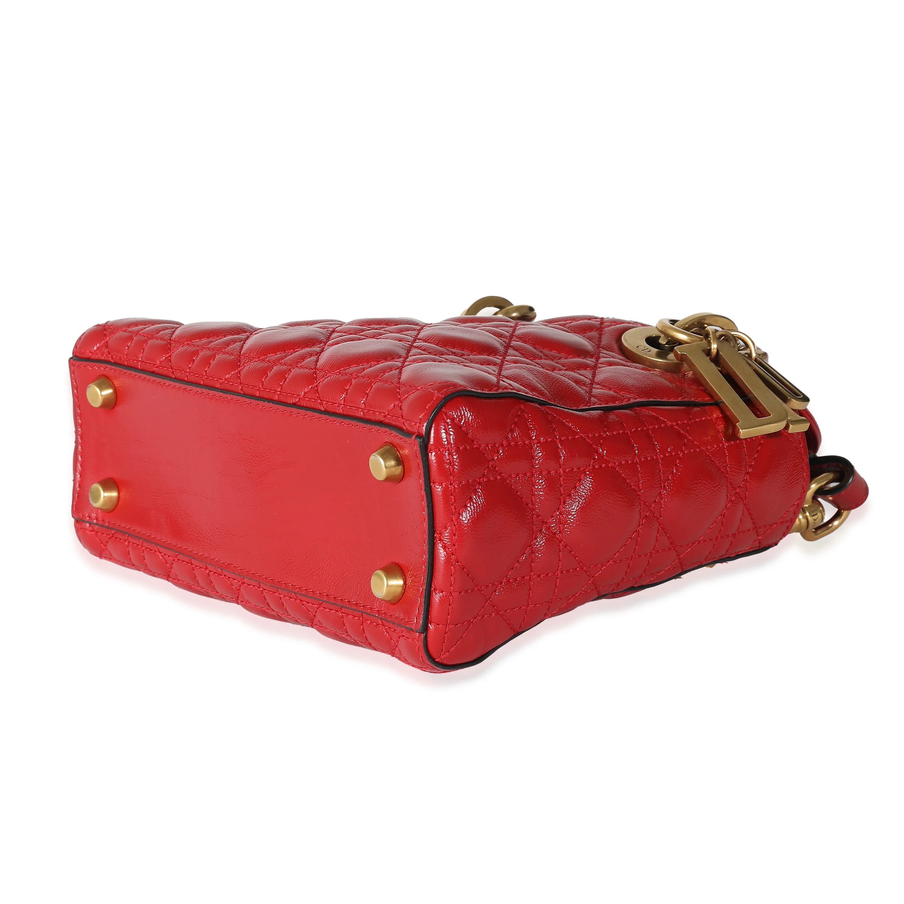 Red Crinkled Patent Cannage Small Lucky Badges My Lady Dior - Image 6