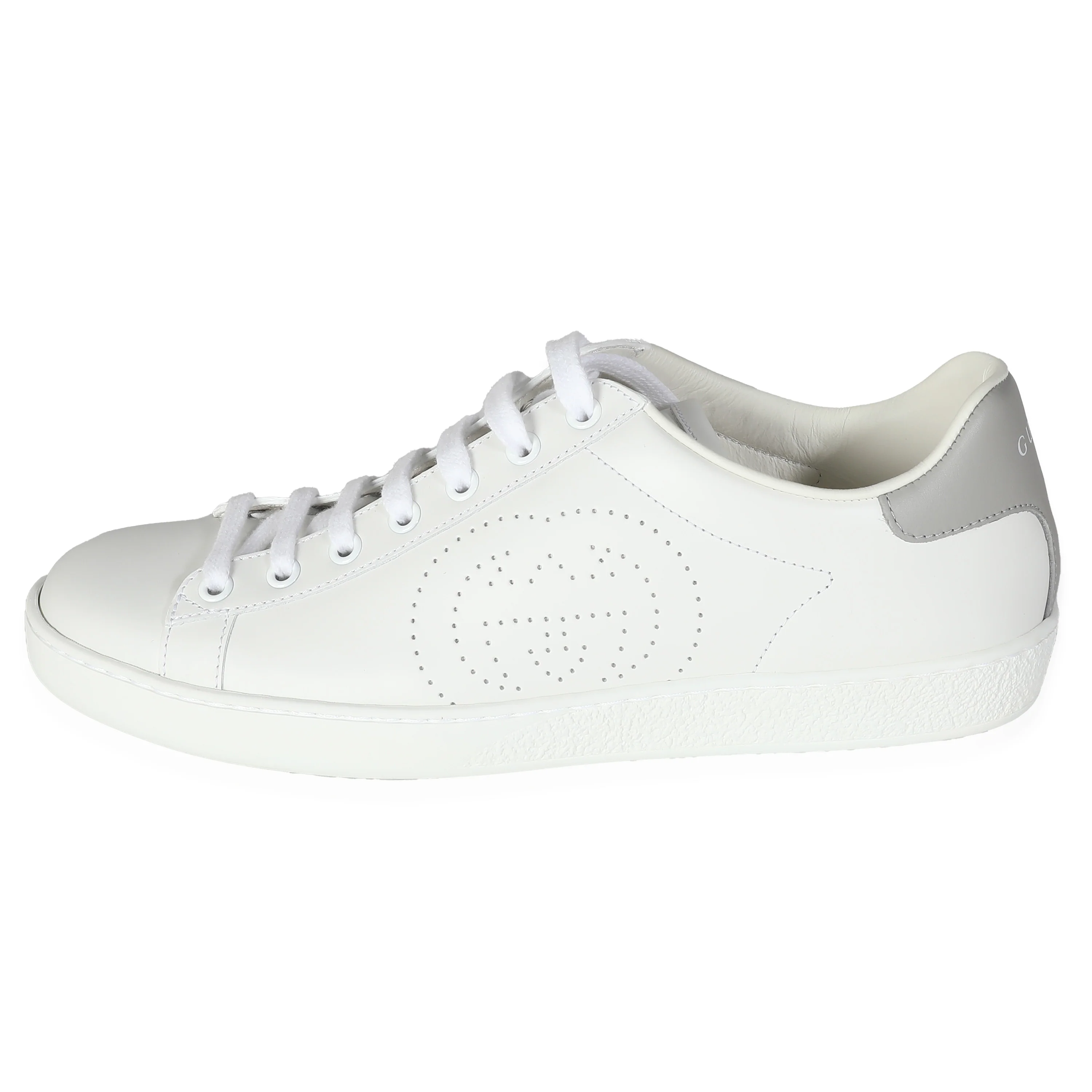 White Calfskin Perforated Interlocking G Ace Sneakers 40 - Image 5
