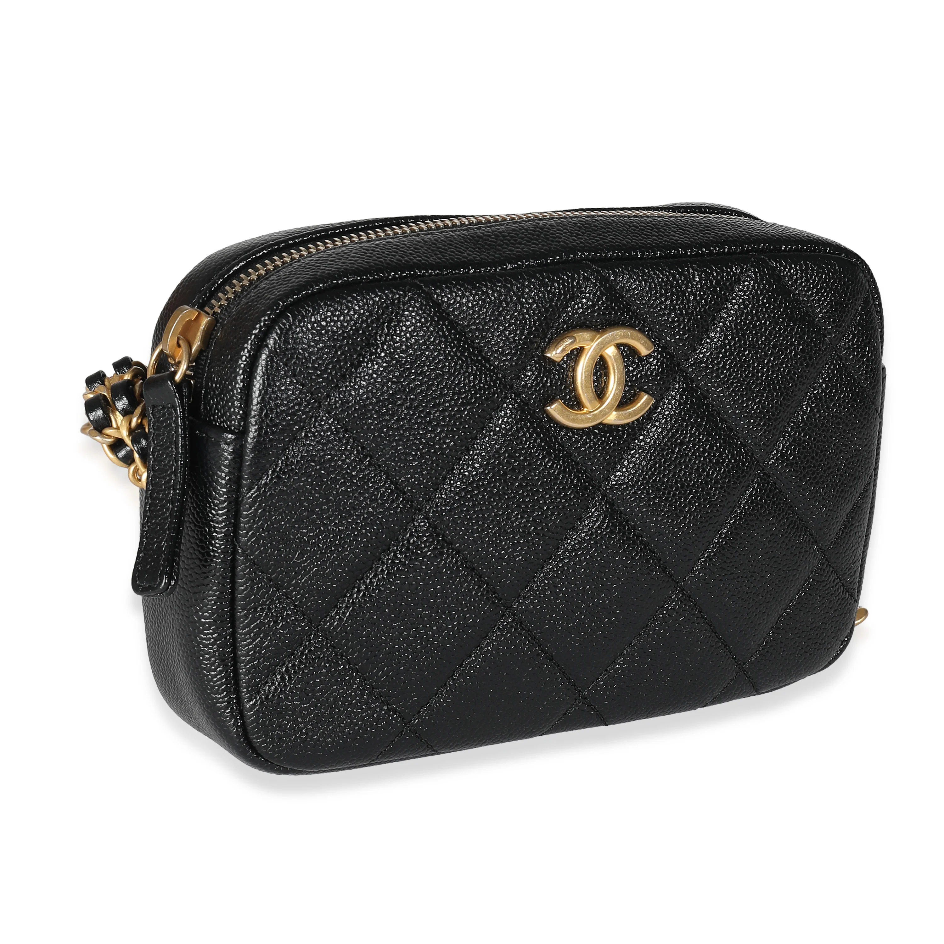 22P Black Quilted Caviar Small Camera Case - Image 3