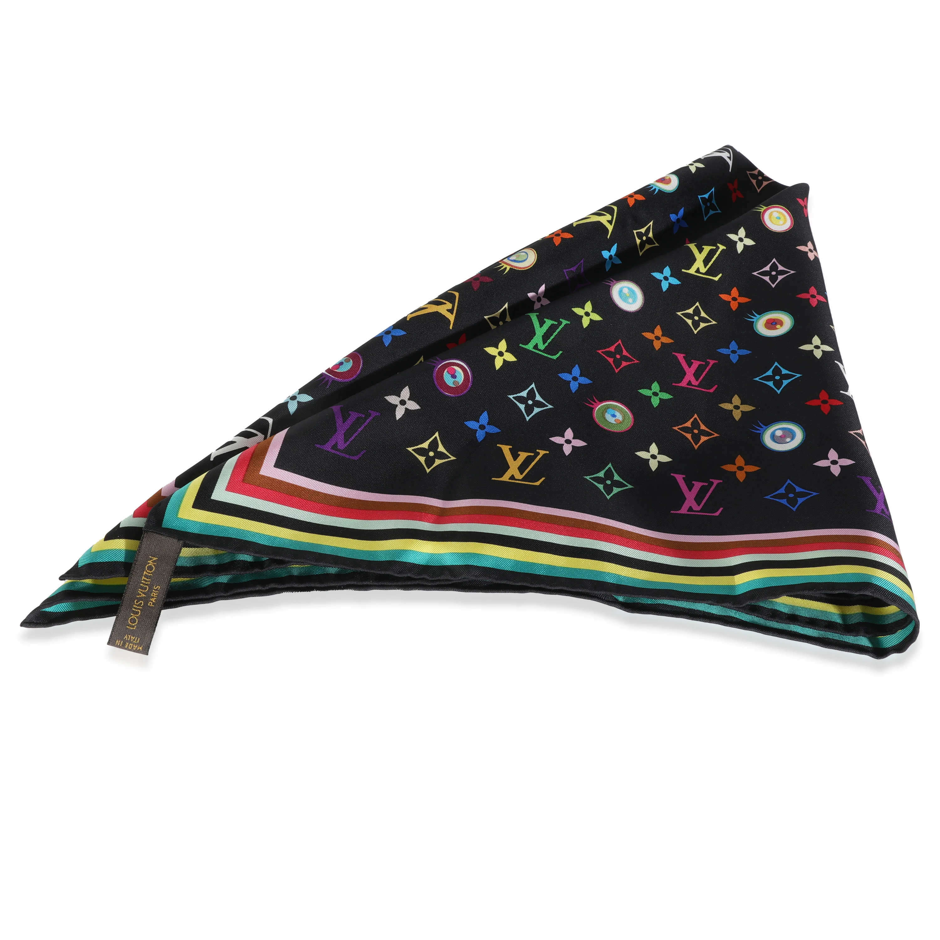Black Multicolor Silk Murakami Eye Love Scarf - Image 4