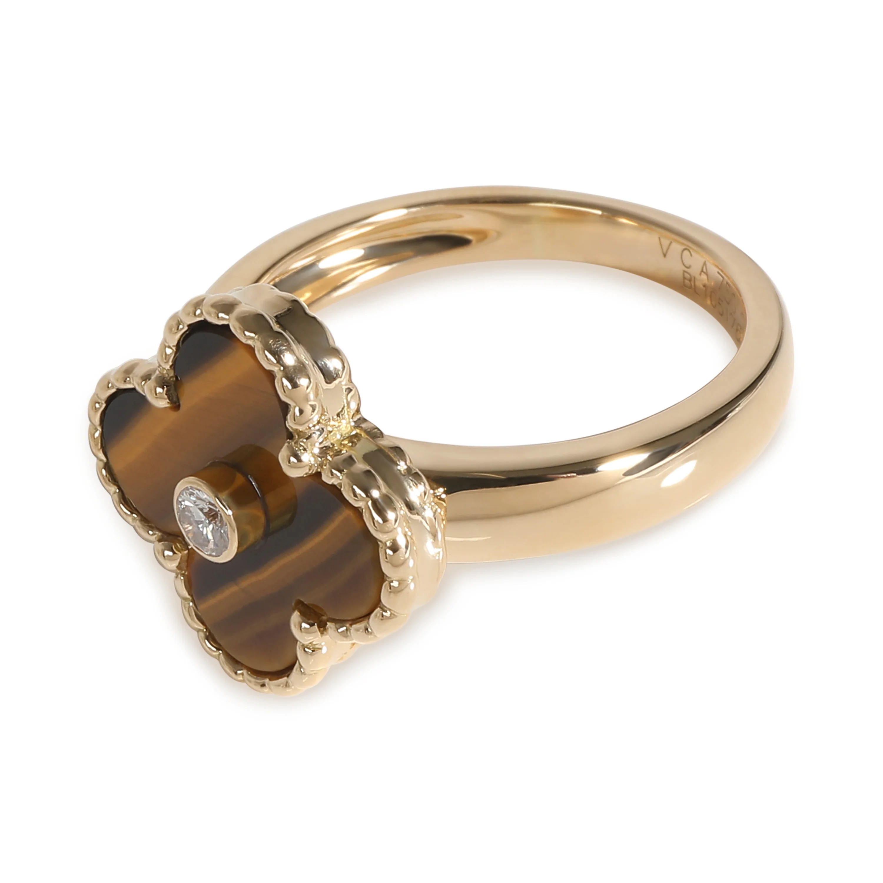 Alhambra Tigers Eye Ring in 18k Yellow Gold 0.05 CTW - Image 2