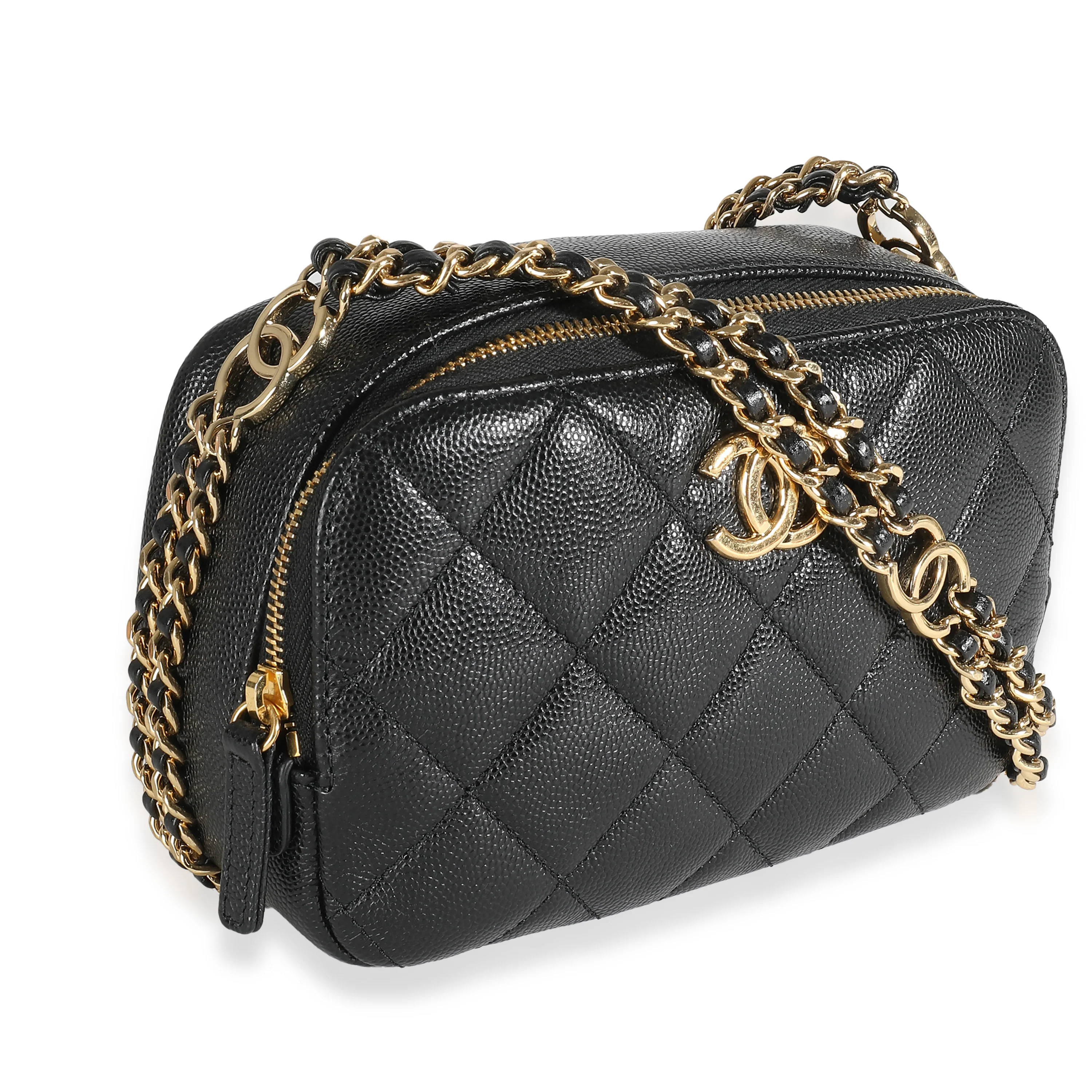 23C Black Quilted Caviar Chain Melody Camera Case - Image 3