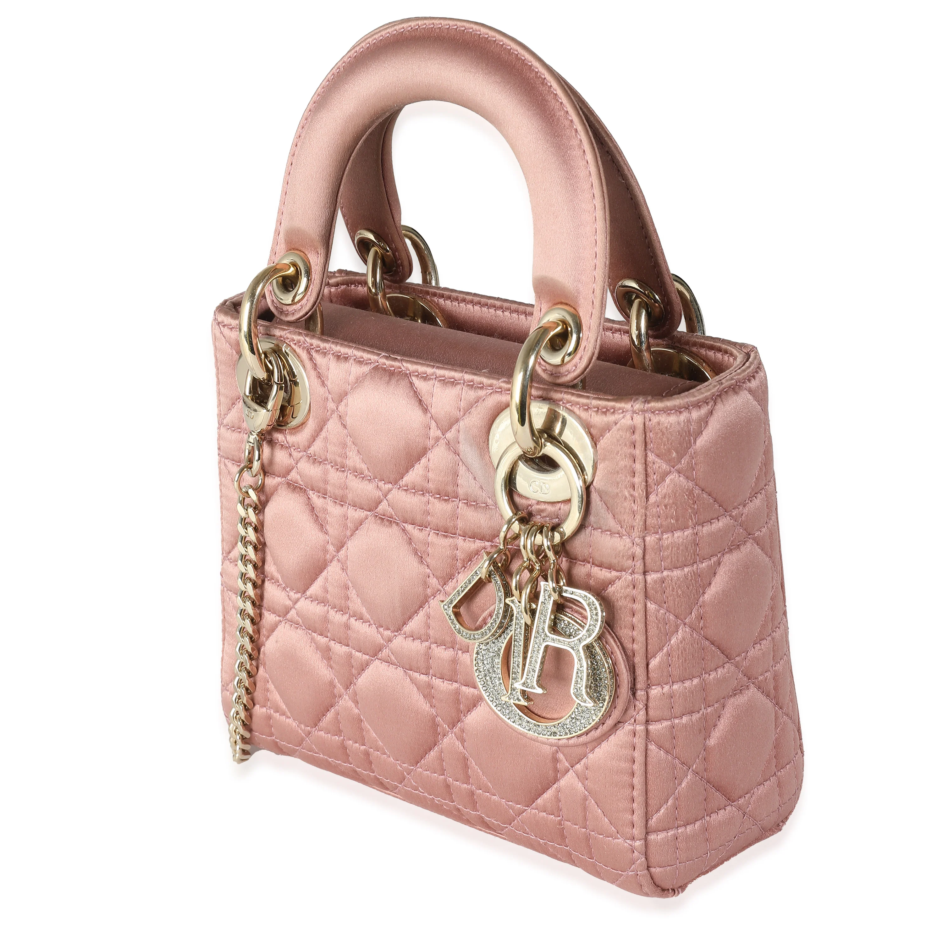 Dusty Rose Satin Cannage Crystal Mini Lady Dior - Image 2