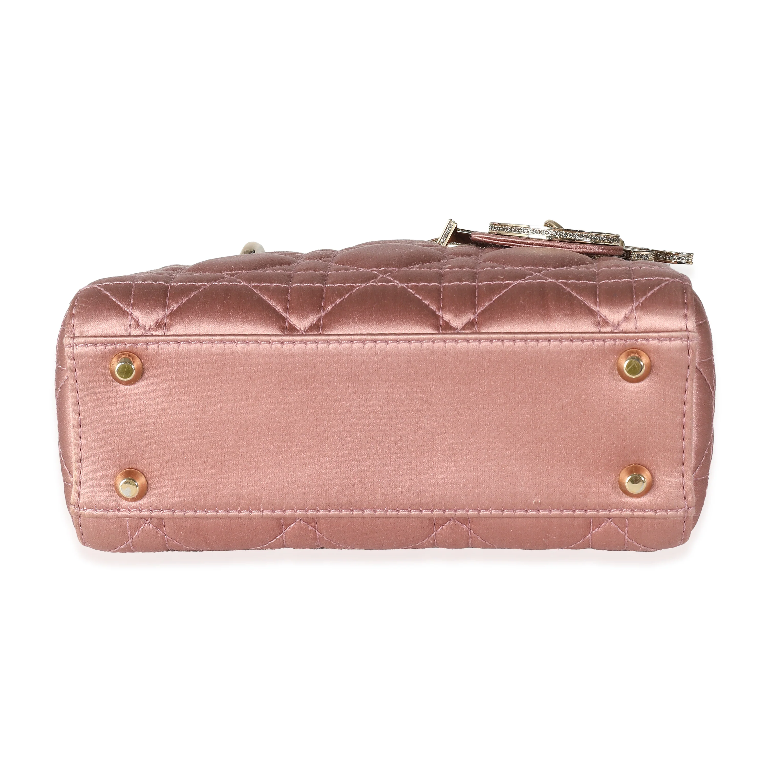 Dusty Rose Satin Cannage Crystal Mini Lady Dior - Image 5