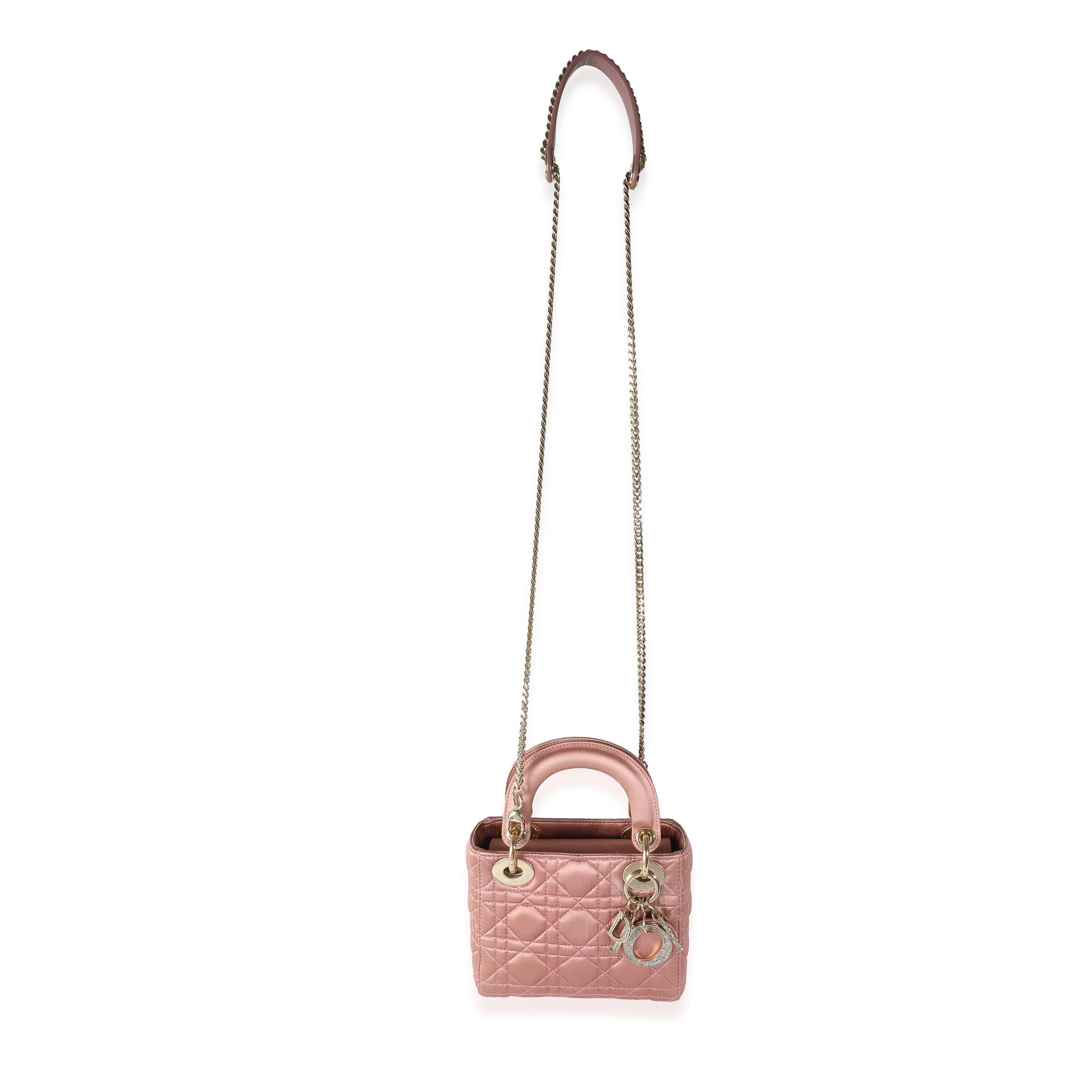 Dusty Rose Satin Cannage Crystal Mini Lady Dior - Image 8