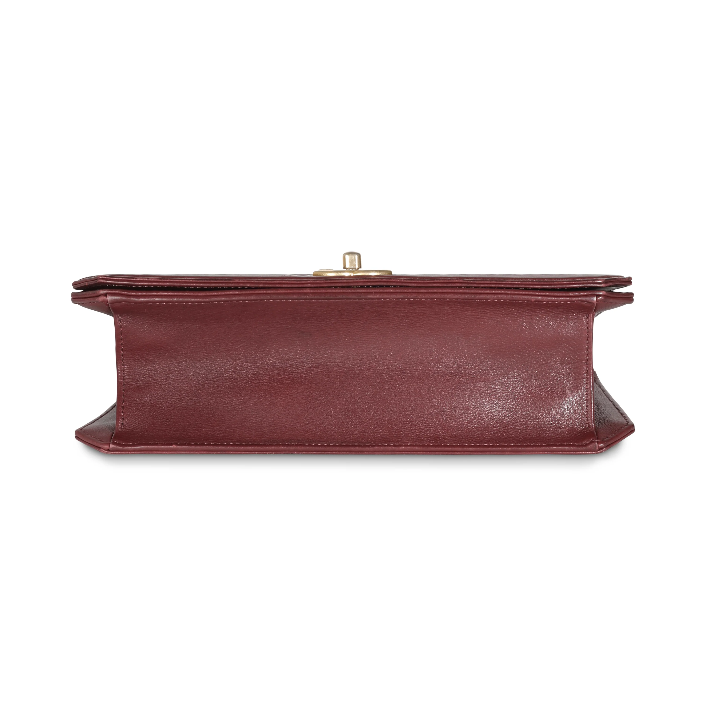 Burgundy Quilted Lambskin Large Flap Bag - Image 5