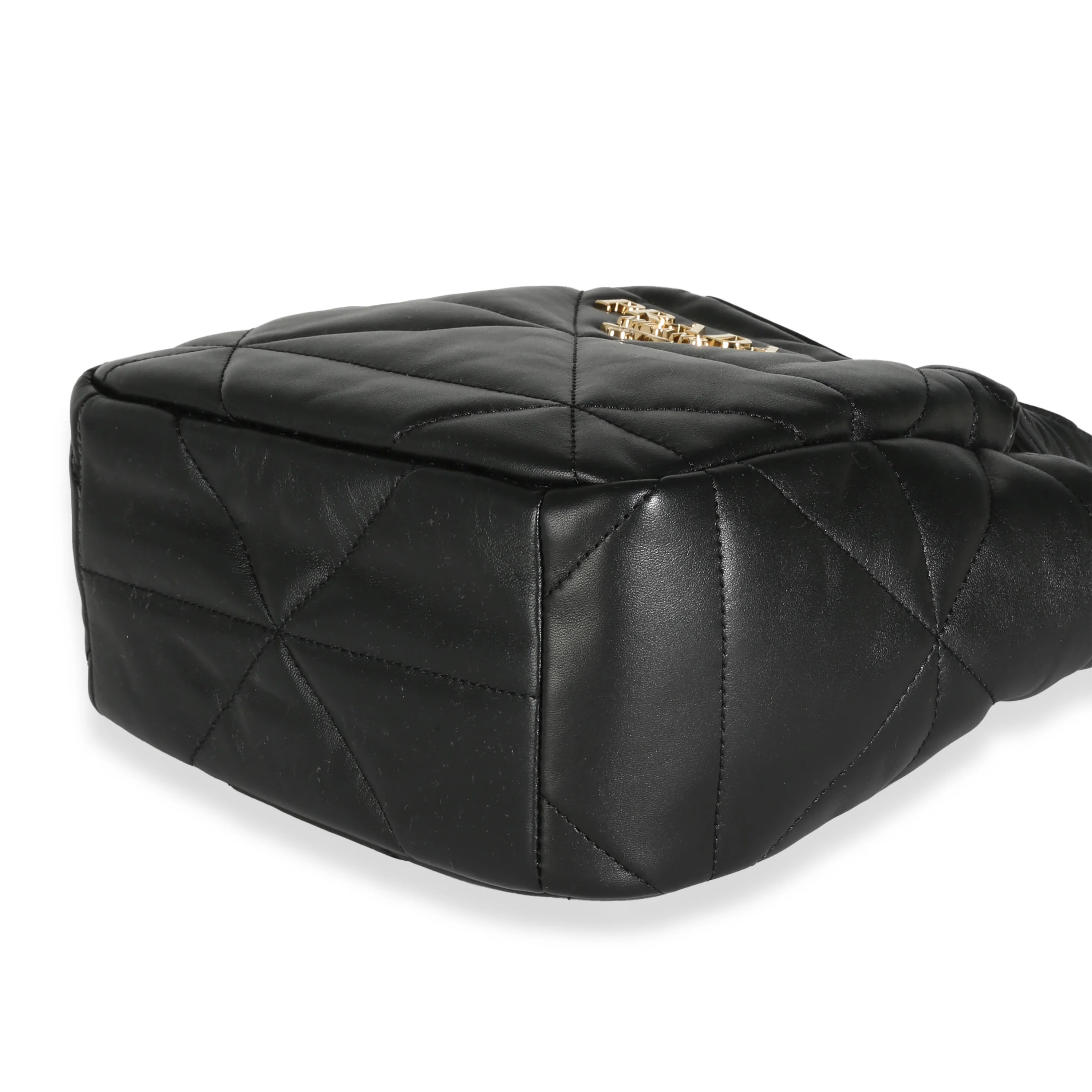 Black Triangle Quilted Nappa Small Tote - Image 7