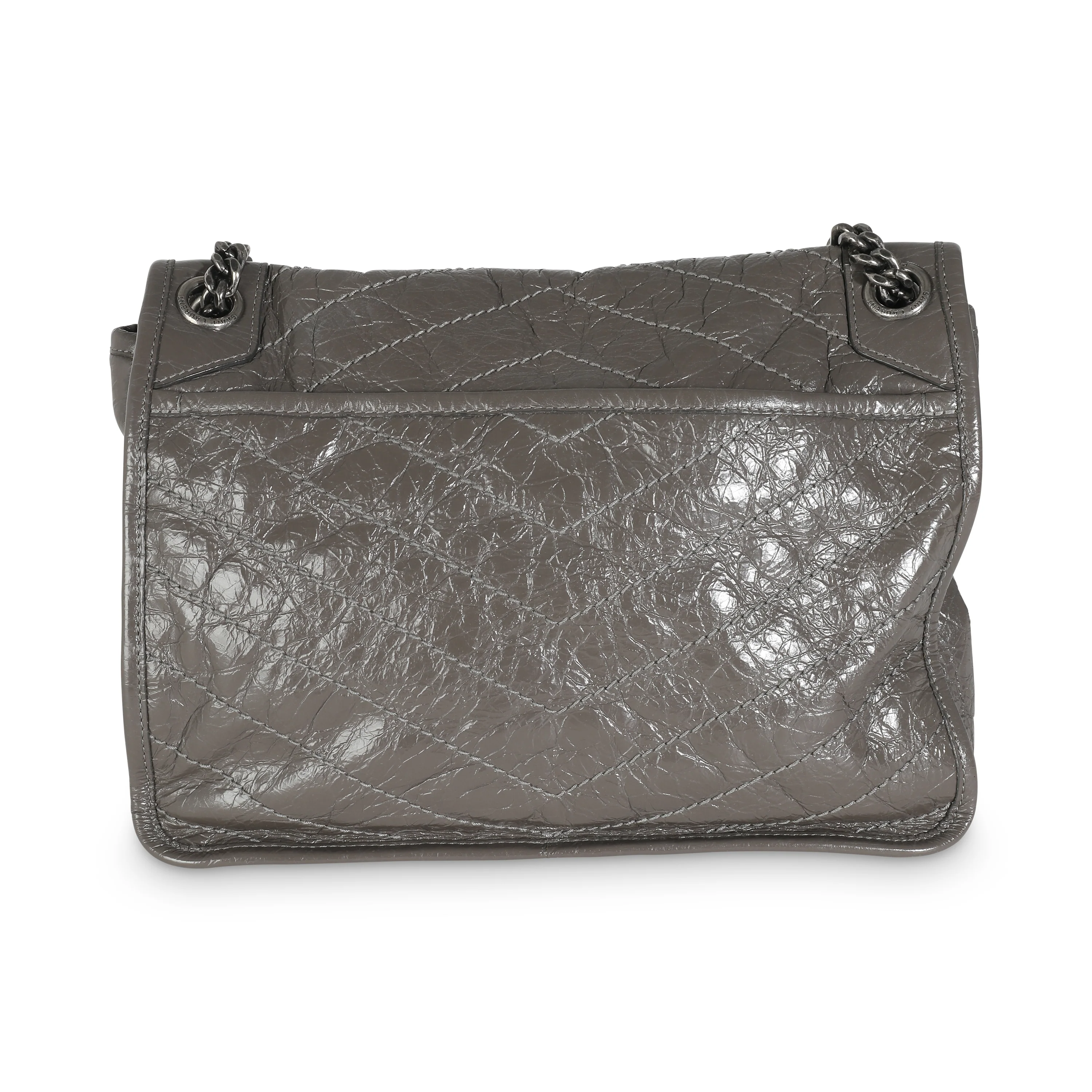 Storm Crinkled Calfskin Matelasse Medium Niki Chain Satchel - Image 4