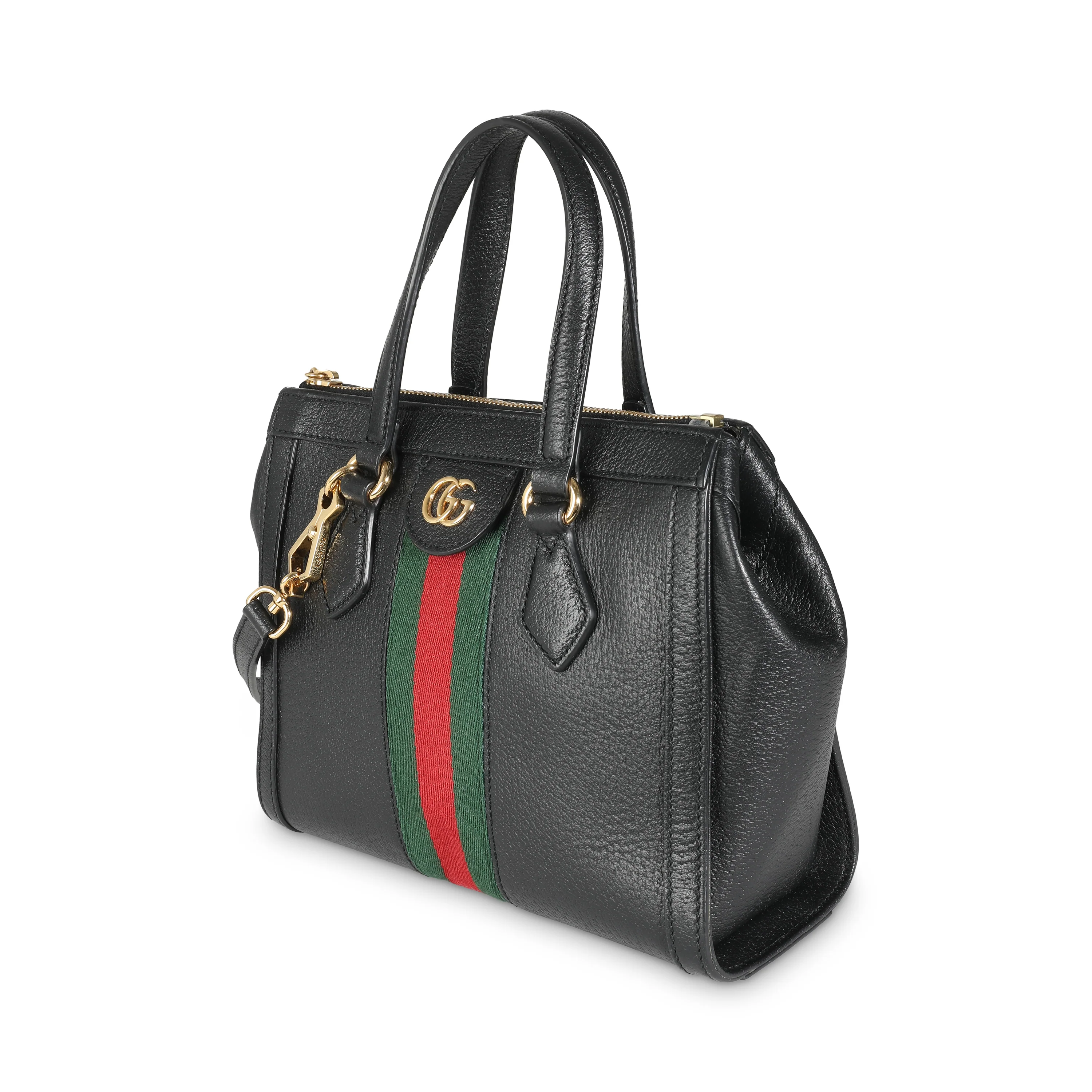 Black Textured Calfskin Web Small Ophidia Tote - Image 2