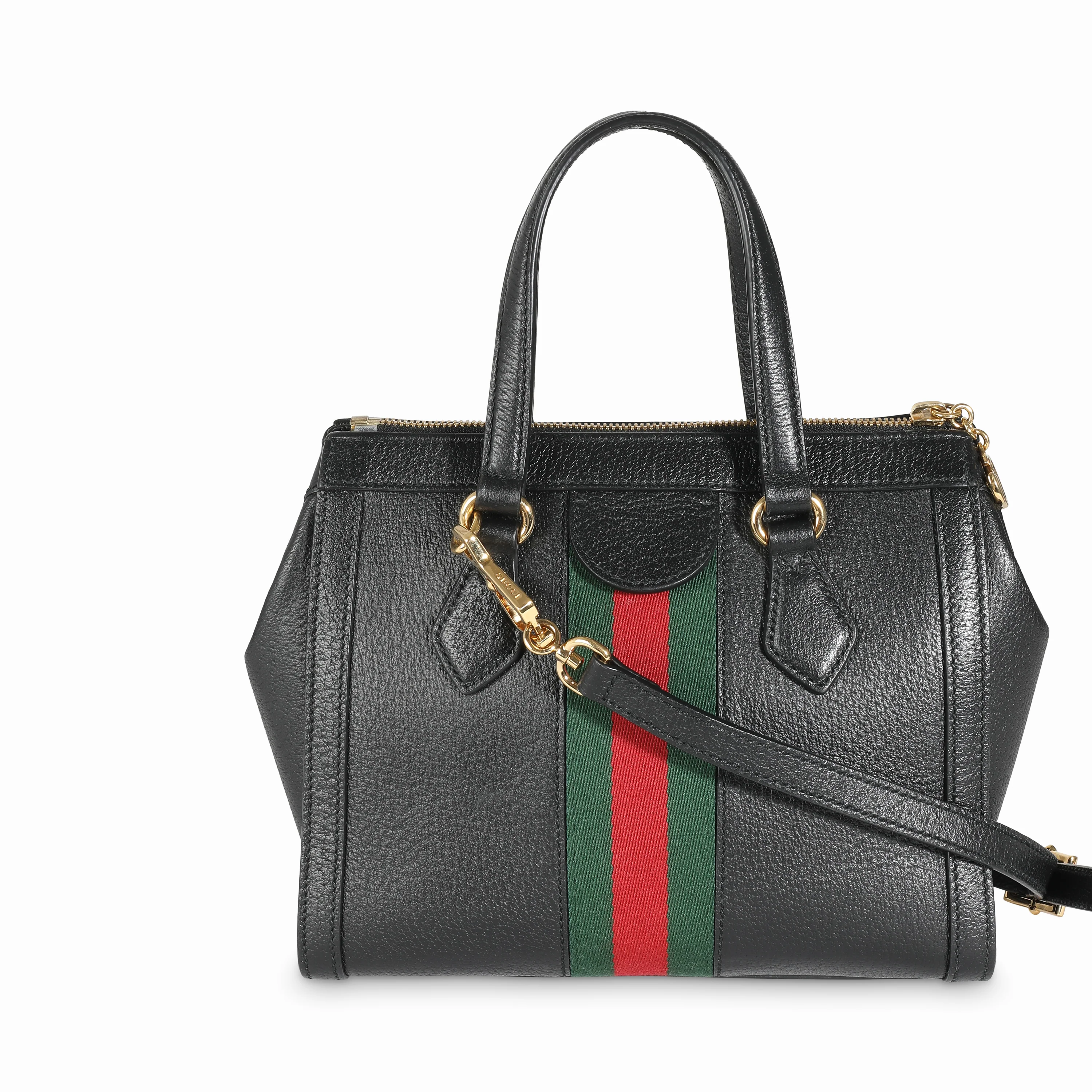 Black Textured Calfskin Web Small Ophidia Tote - Image 4