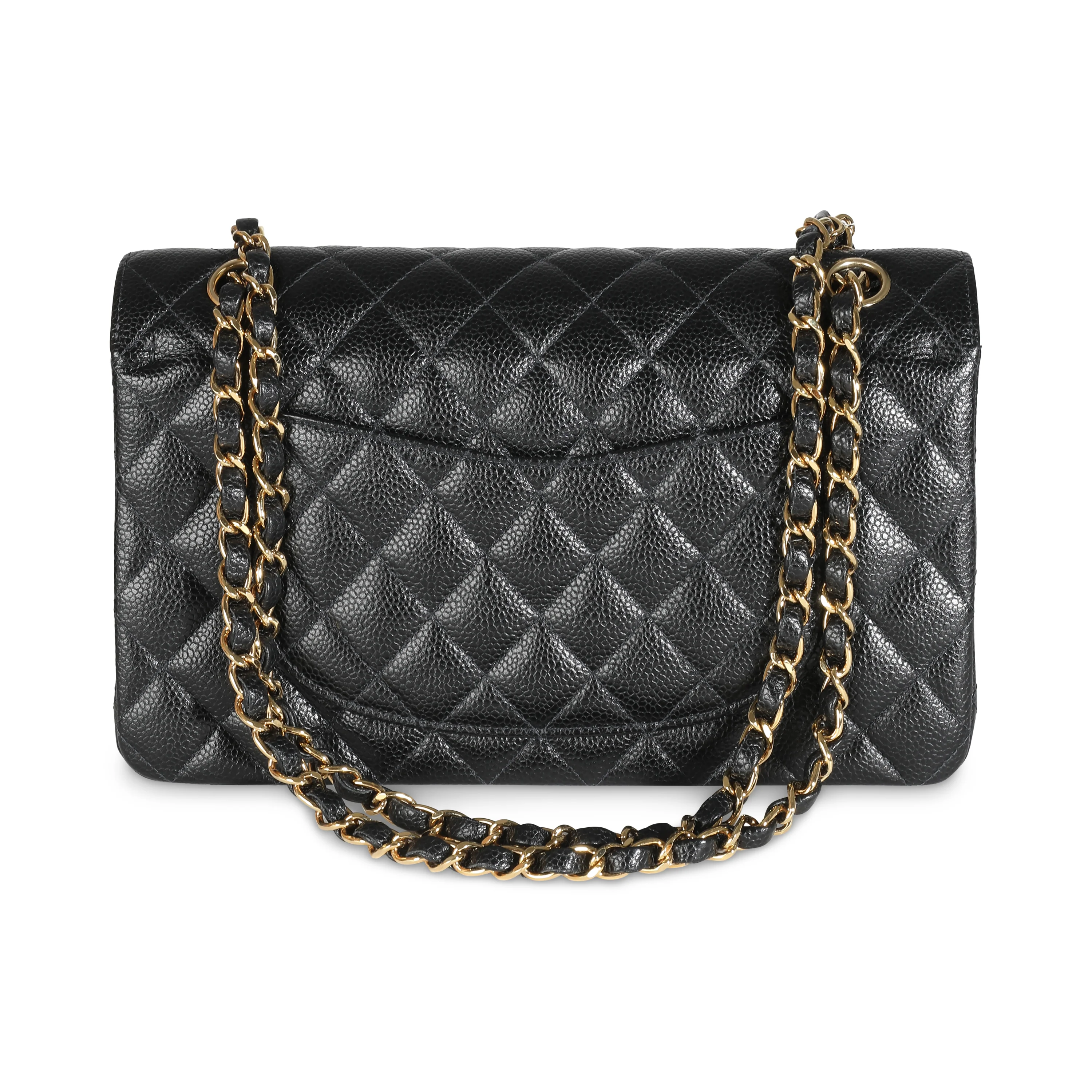 24K Black Quilted Medium Classic Double Flap Bag - Image 4
