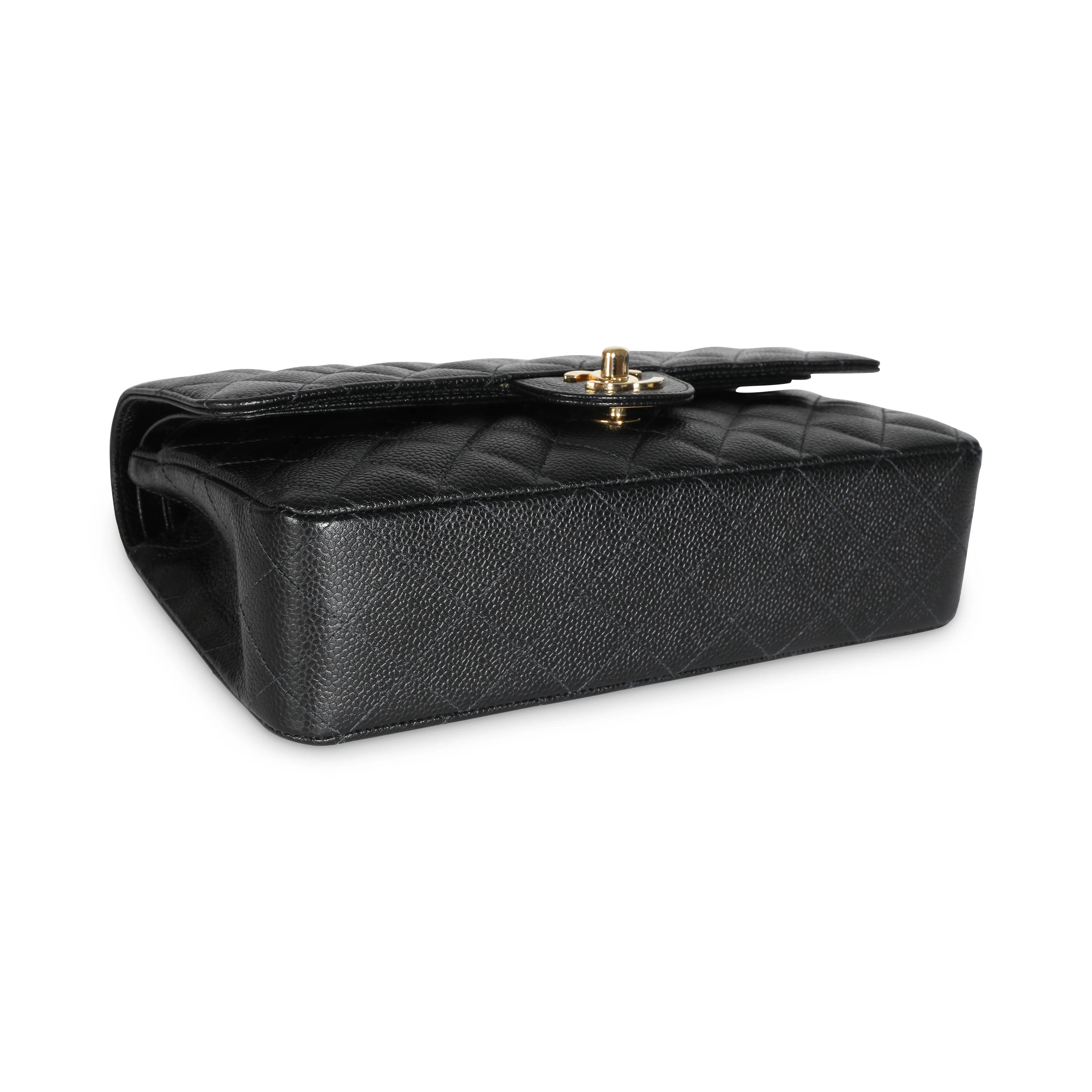 24K Black Quilted Medium Classic Double Flap Bag - Image 5