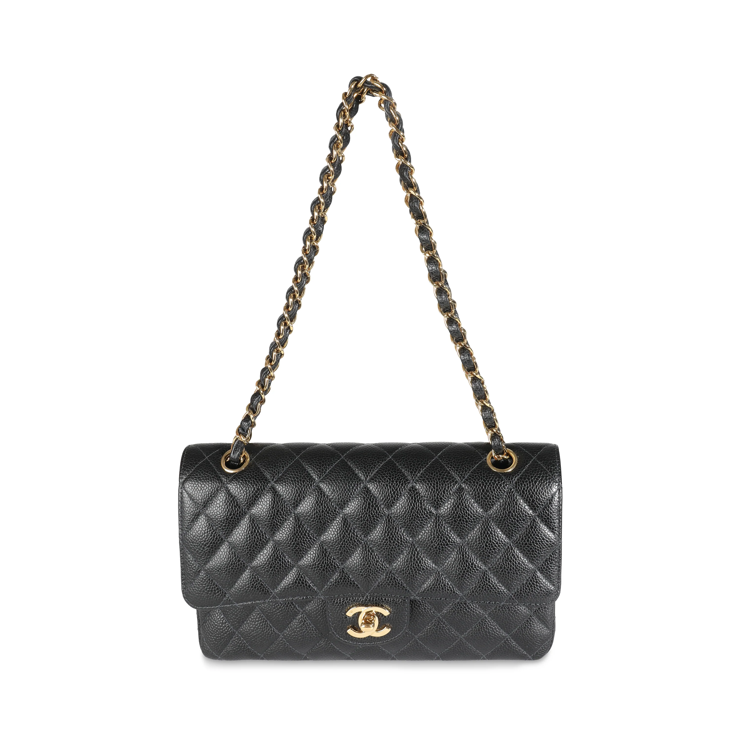 24K Black Quilted Medium Classic Double Flap Bag - Image 7