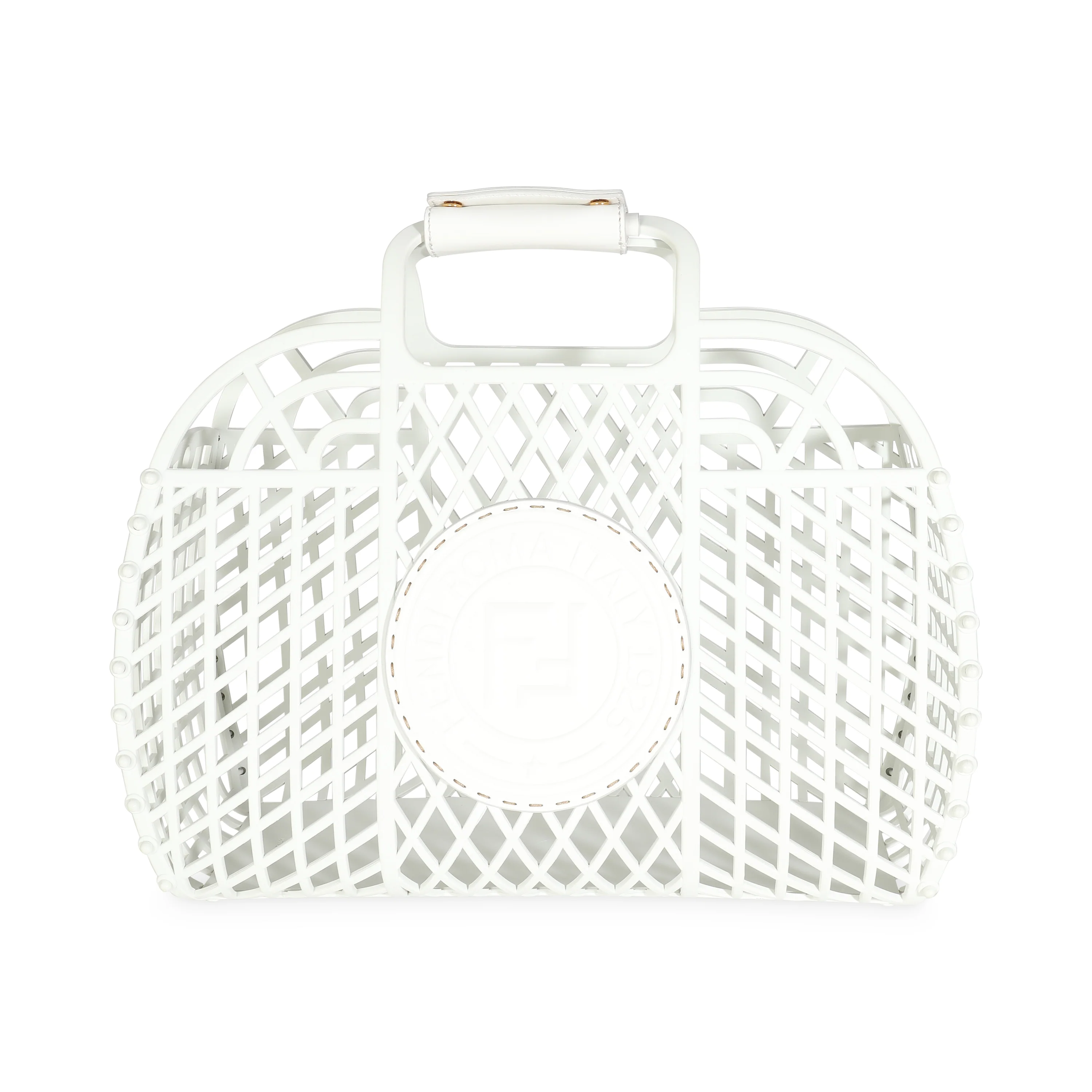 White Recycled Plastic Vitello Liberty Matte Medium Fendi Basket