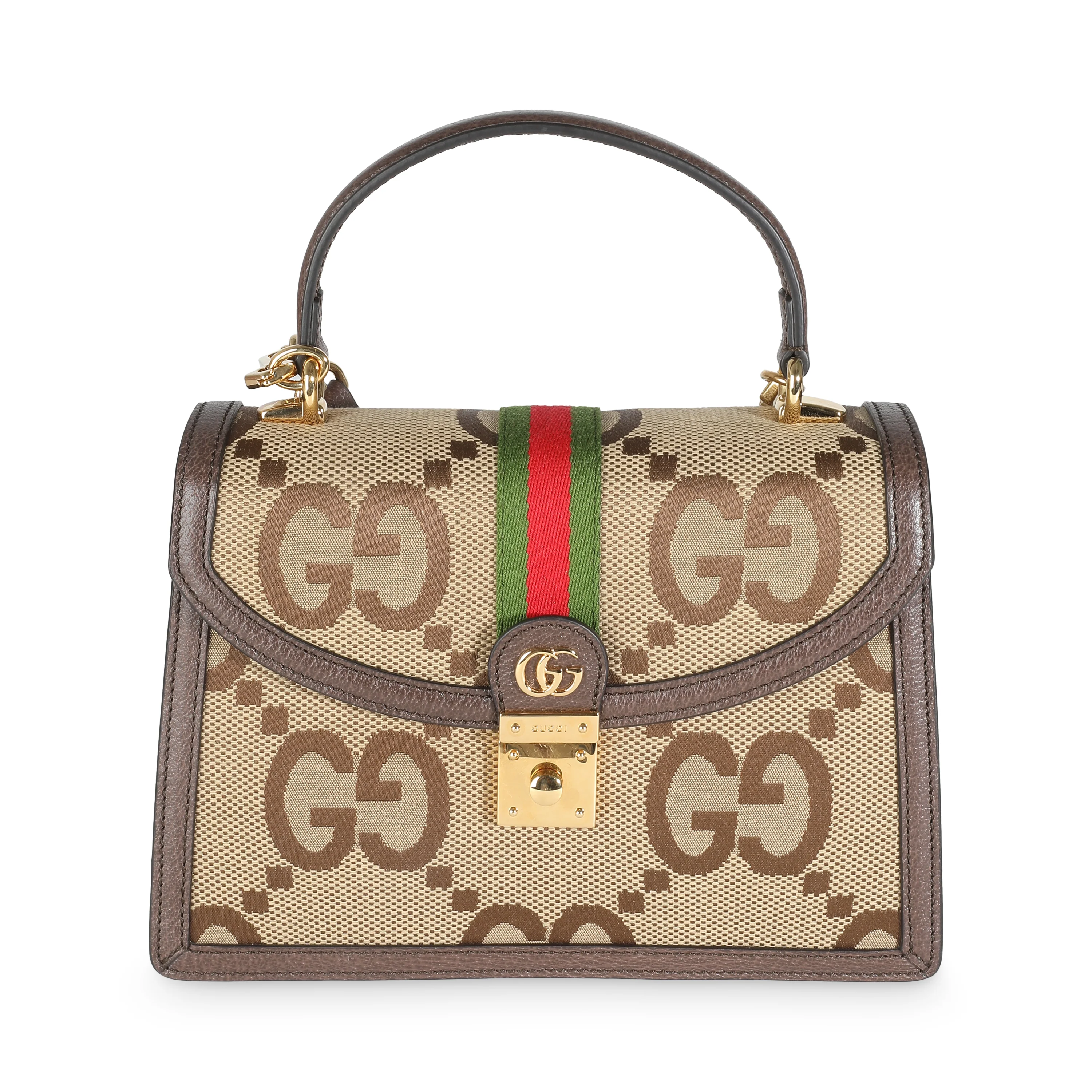 Brown Jumbo GG Canvas Small Ophidia Top Handle