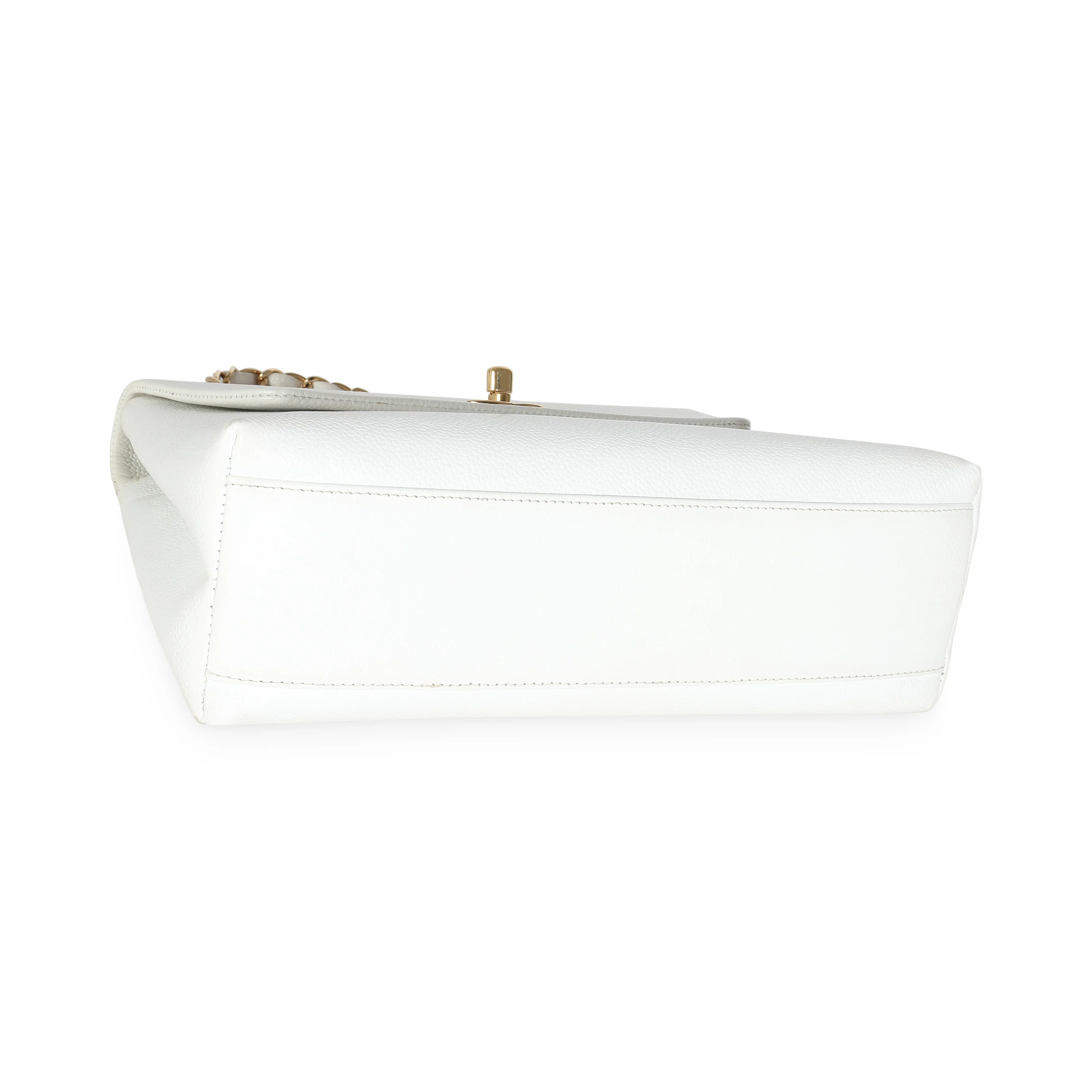 24K White Caviar Trapezoid Flap Bag - Image 7