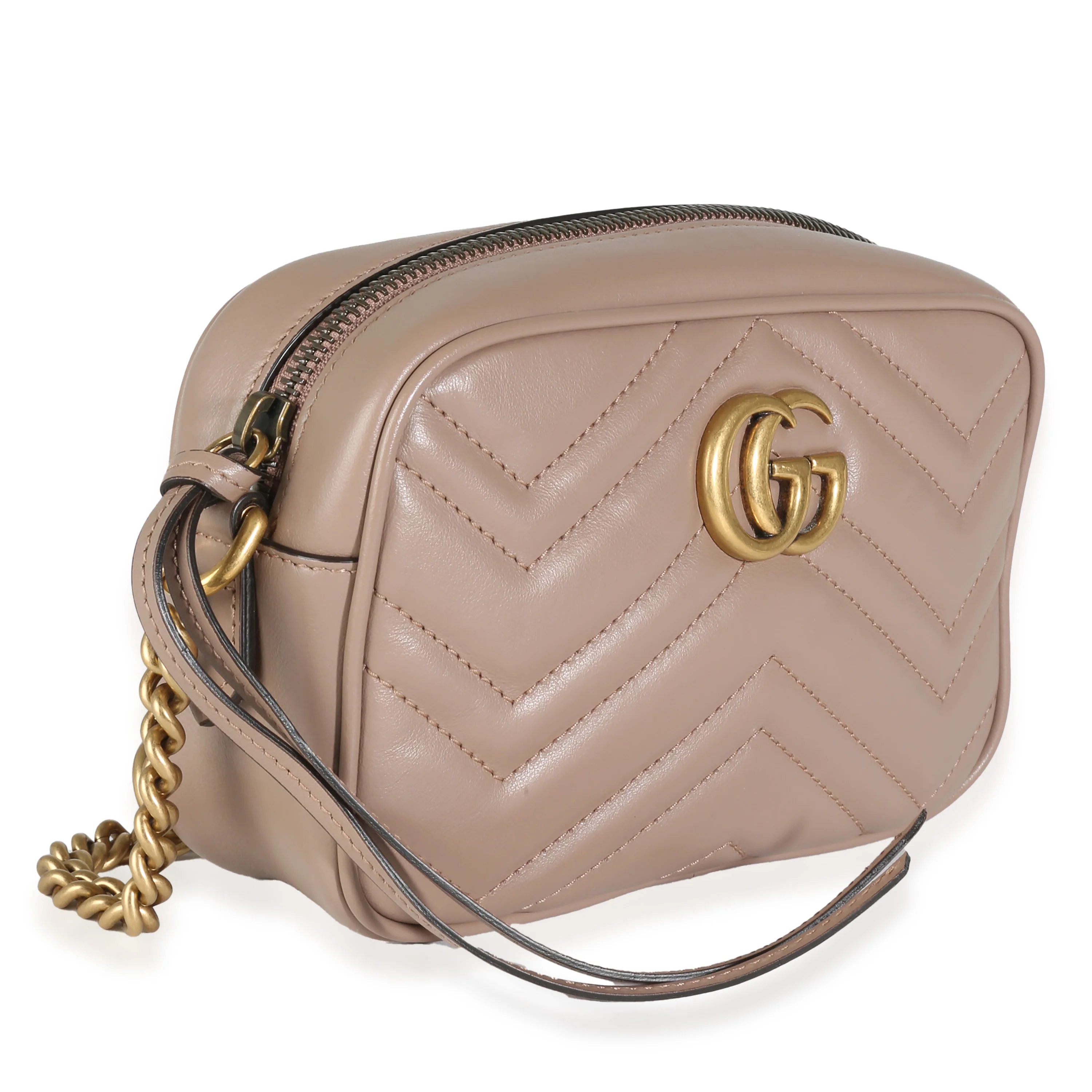 Beige Matelasse Calfskin Small GG Marmont Shoulder Bag - Image 3
