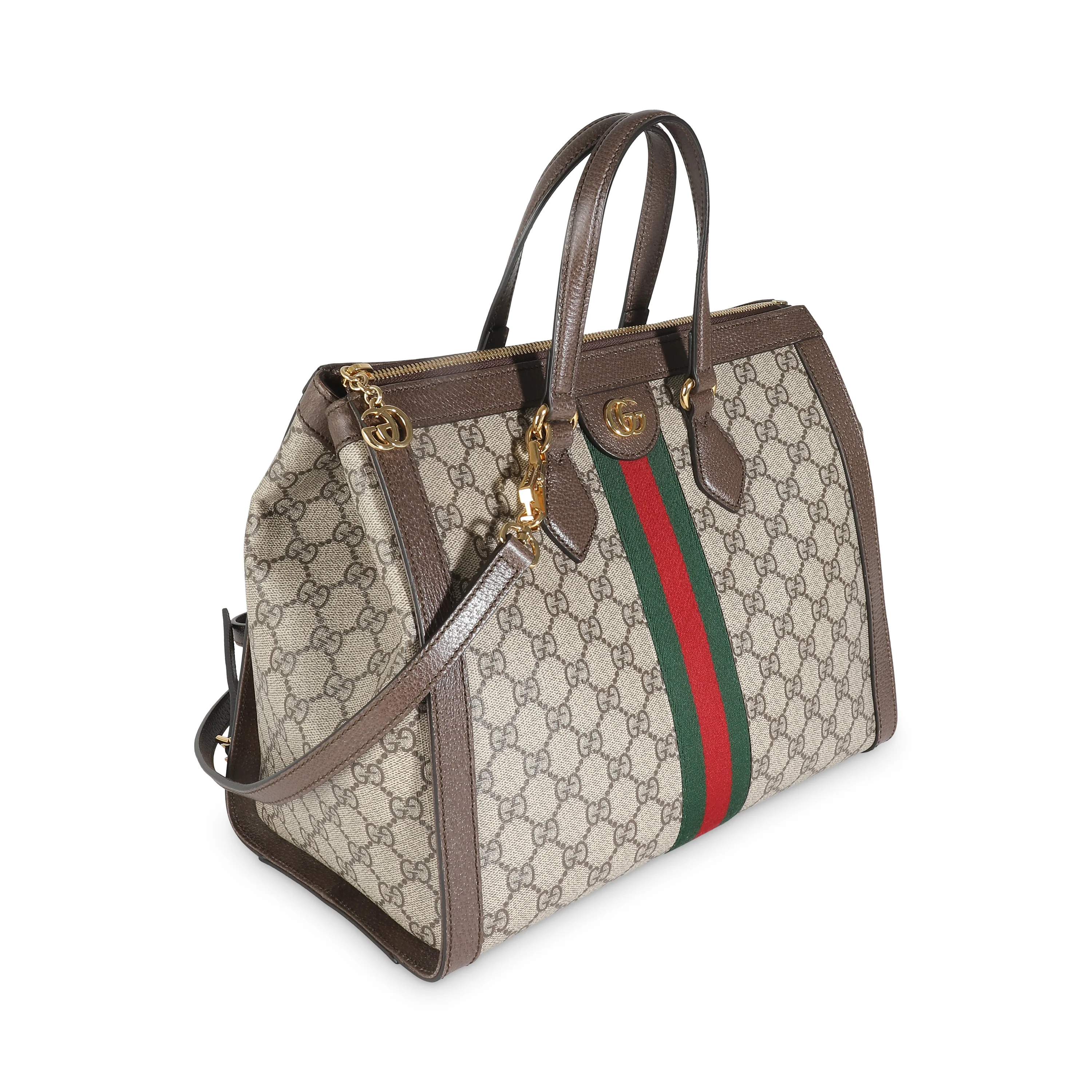 Beige GG Supreme Monogram Web Medium Ophidia Tote - Image 3