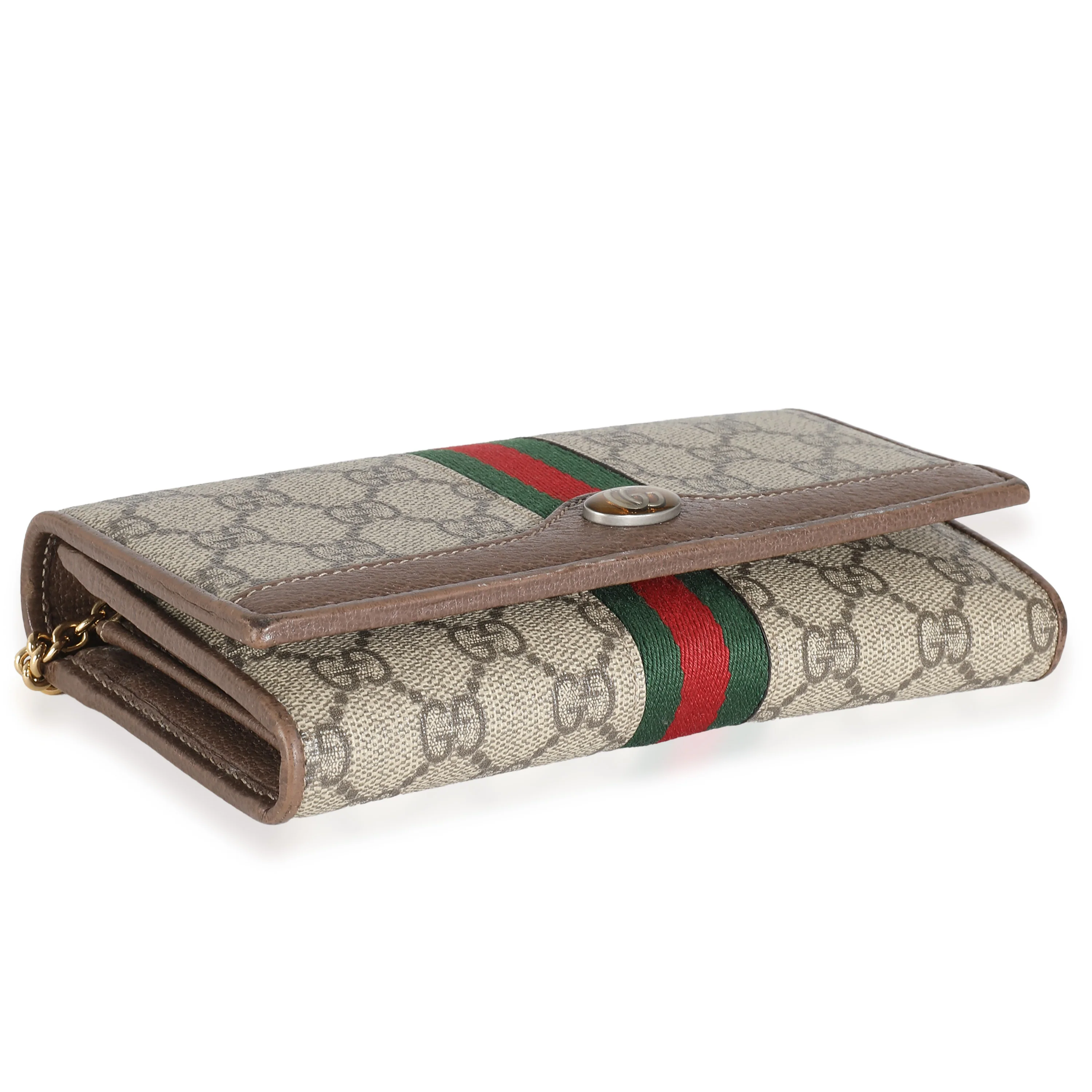 Beige Ebony GG Supreme Web Ophidia Chain Wallet - Image 6