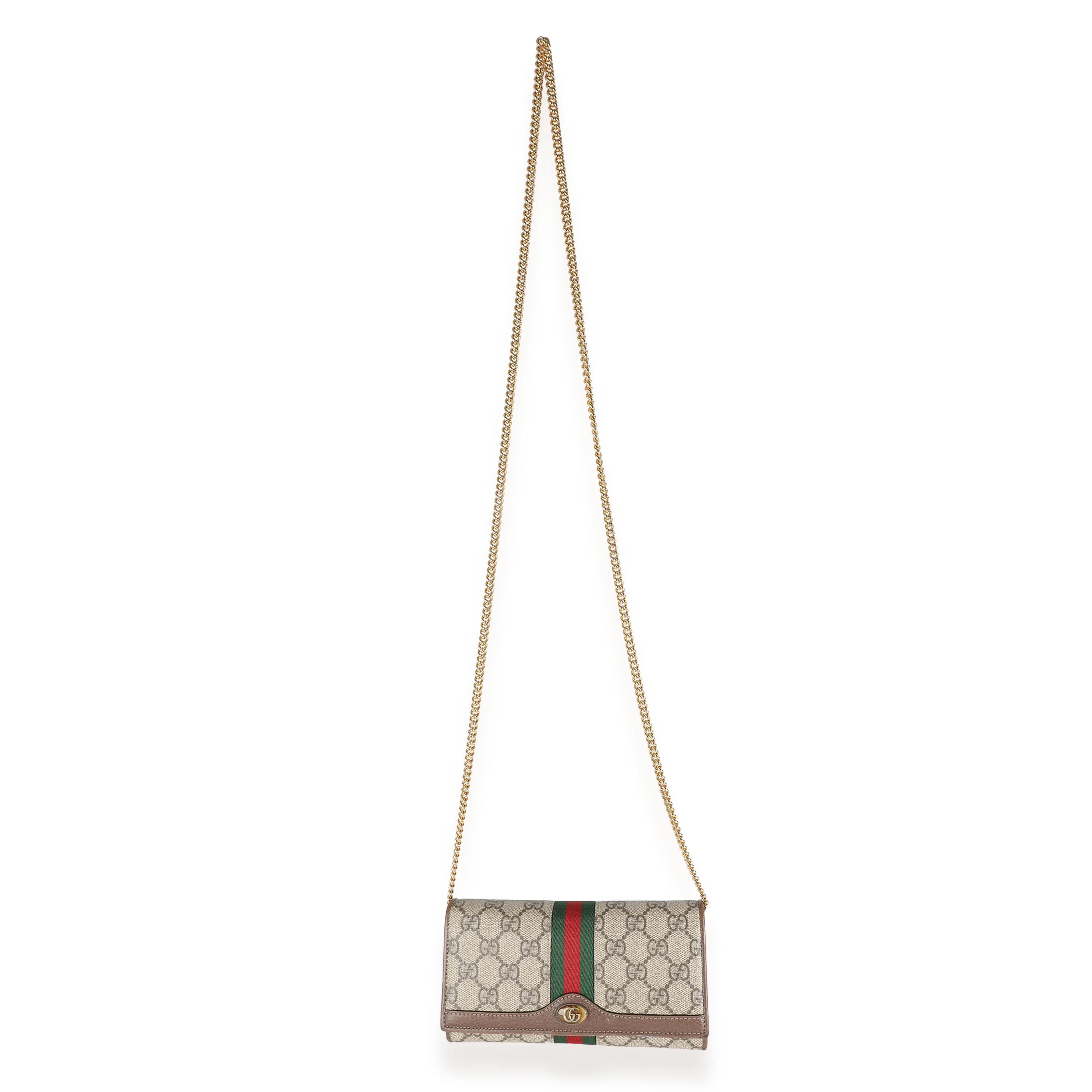 Beige Ebony GG Supreme Web Ophidia Chain Wallet - Image 8