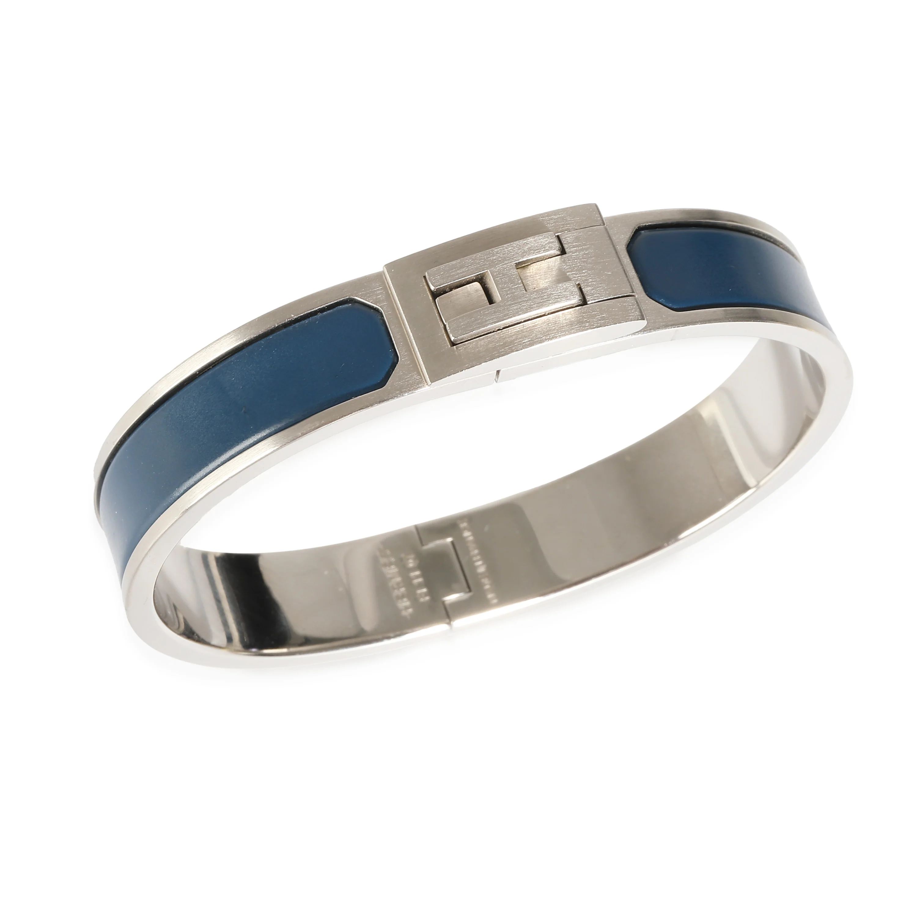 Hermes Matte Jet Bracelet In Bleu Biarritz Palladium Plated - Image 3