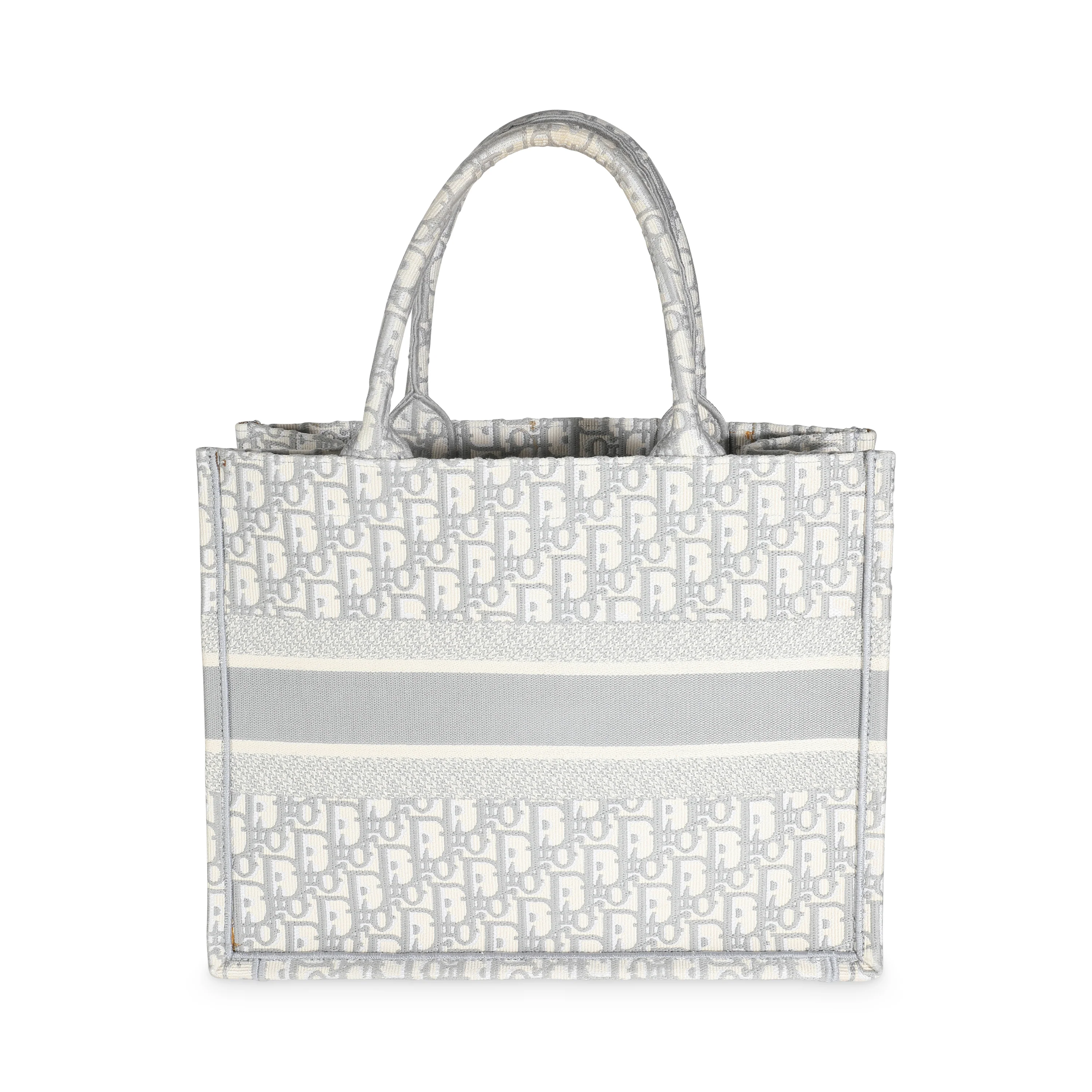 Grey Ecru Oblique Canvas Medium Book Tote - Image 4