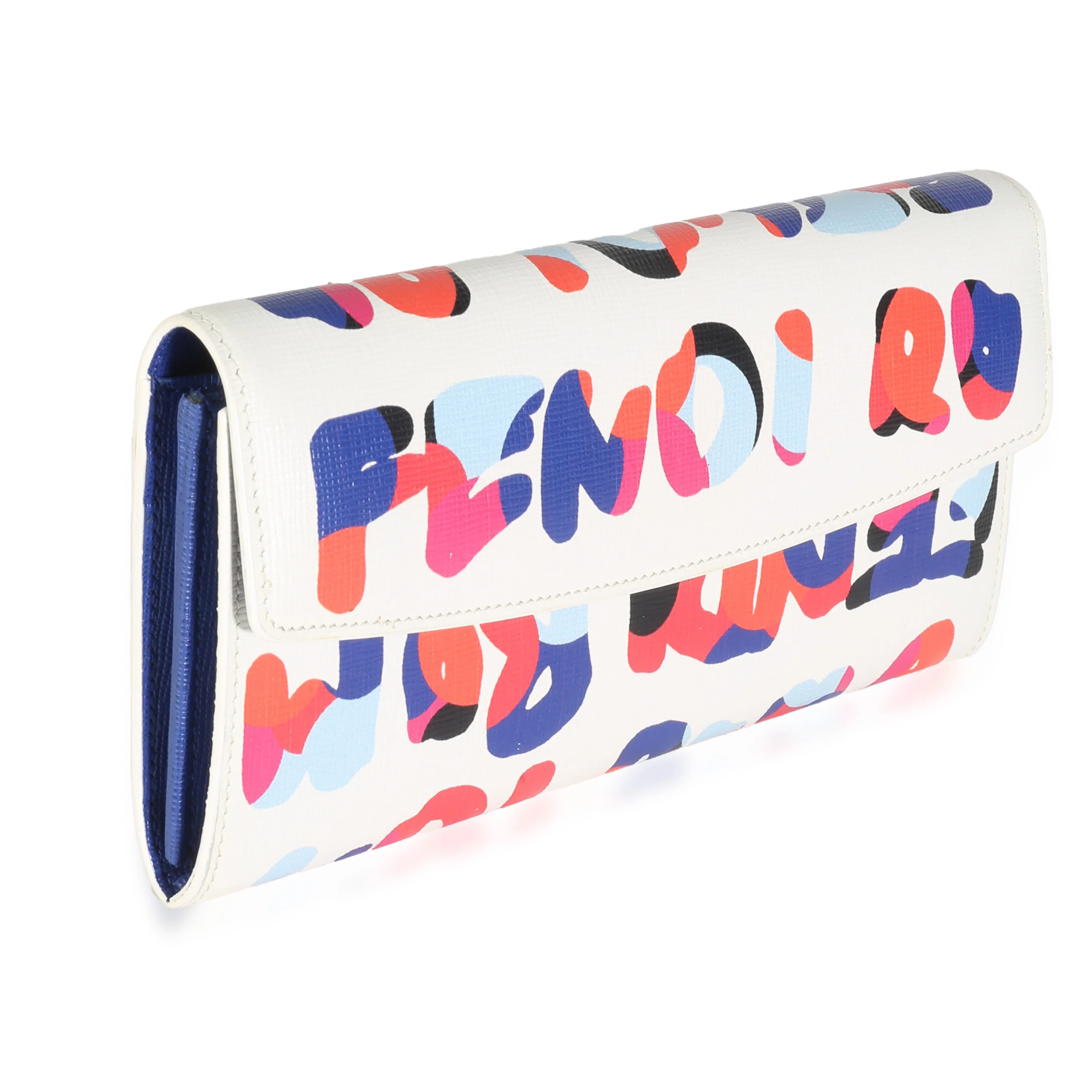White Multicolor Vitello Elite Fendi Roma Graffiti Wallet - Image 3