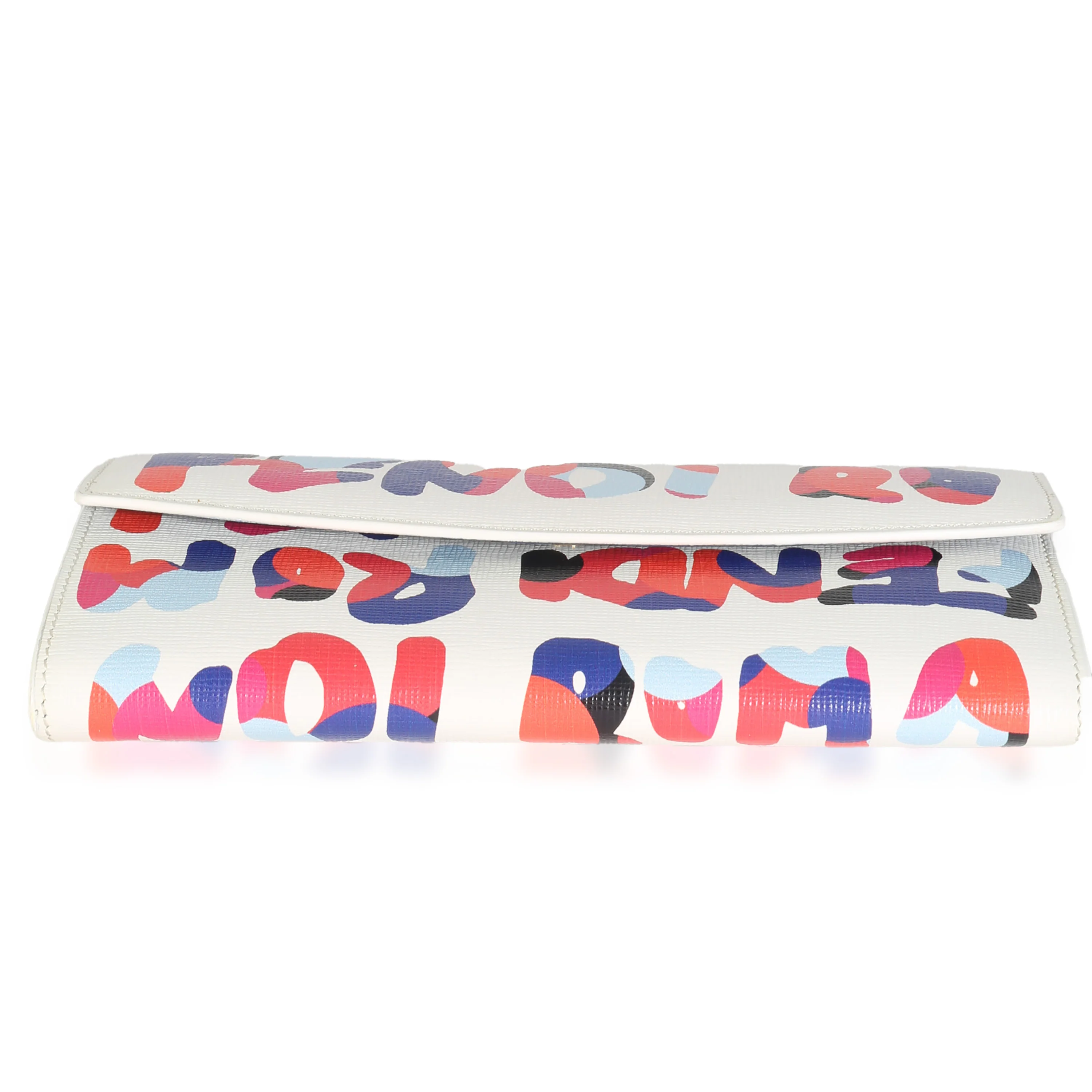 White Multicolor Vitello Elite Fendi Roma Graffiti Wallet - Image 5