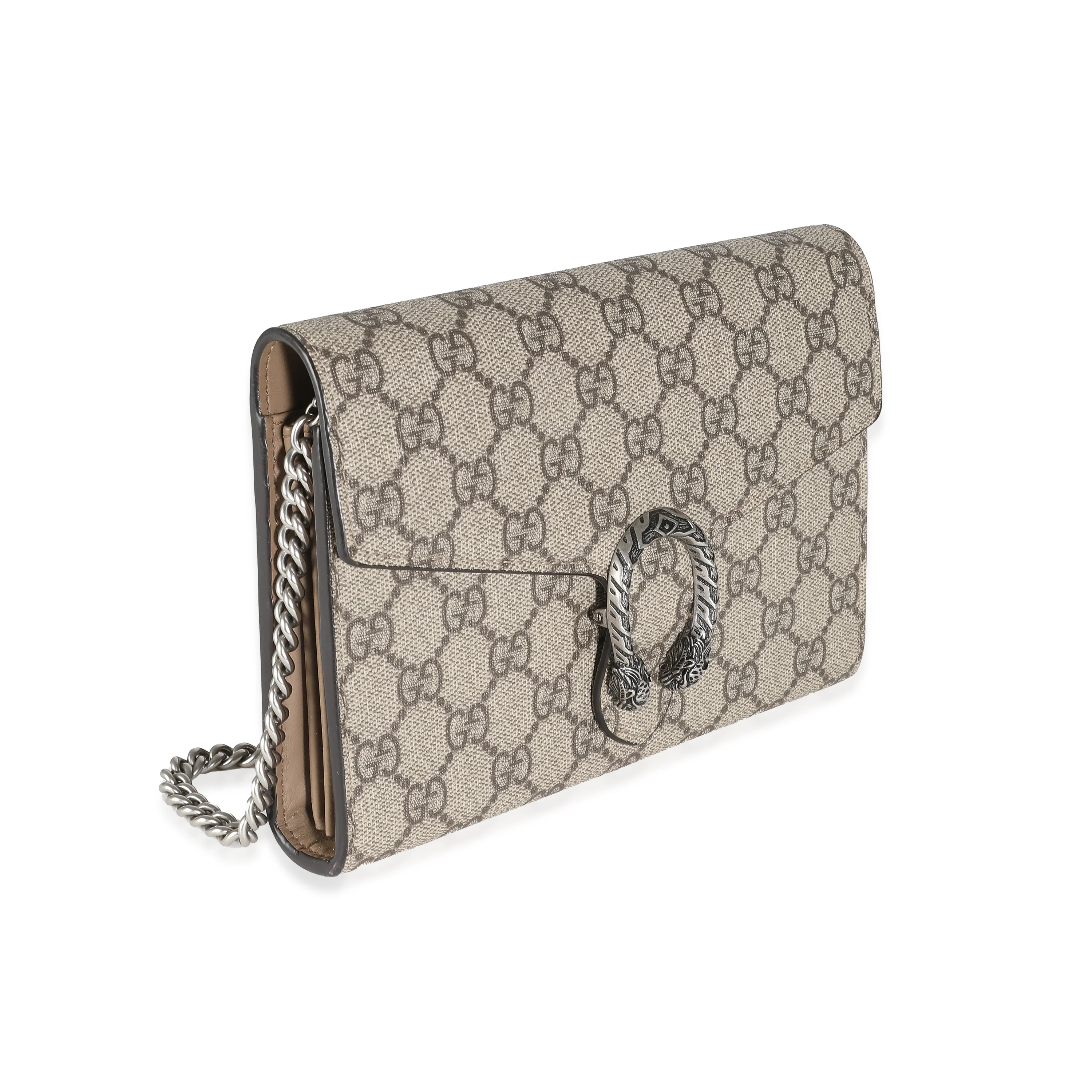 Beige GG Supreme Canvas Dionysus Chain Wallet - Image 3