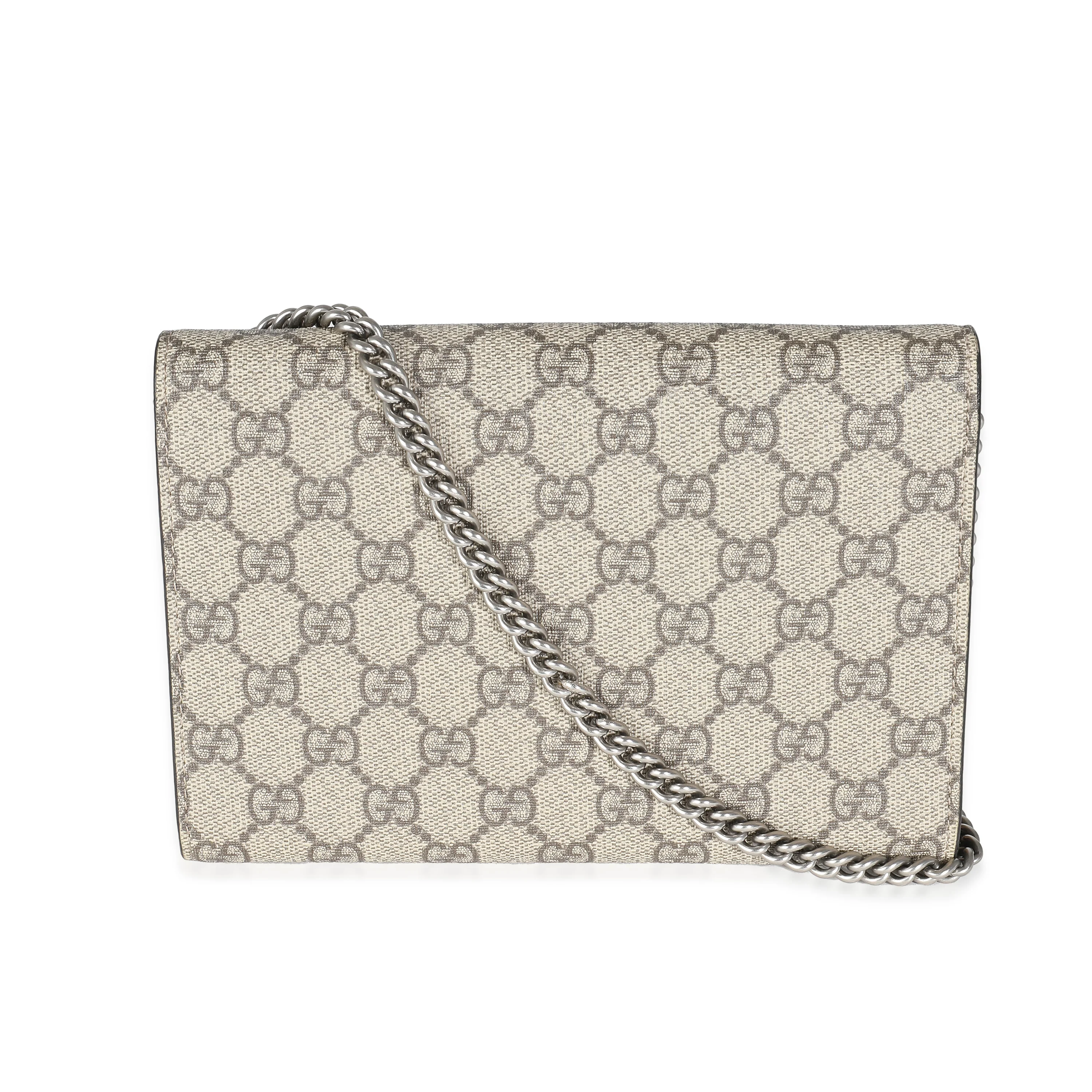 Beige GG Supreme Canvas Dionysus Chain Wallet - Image 4