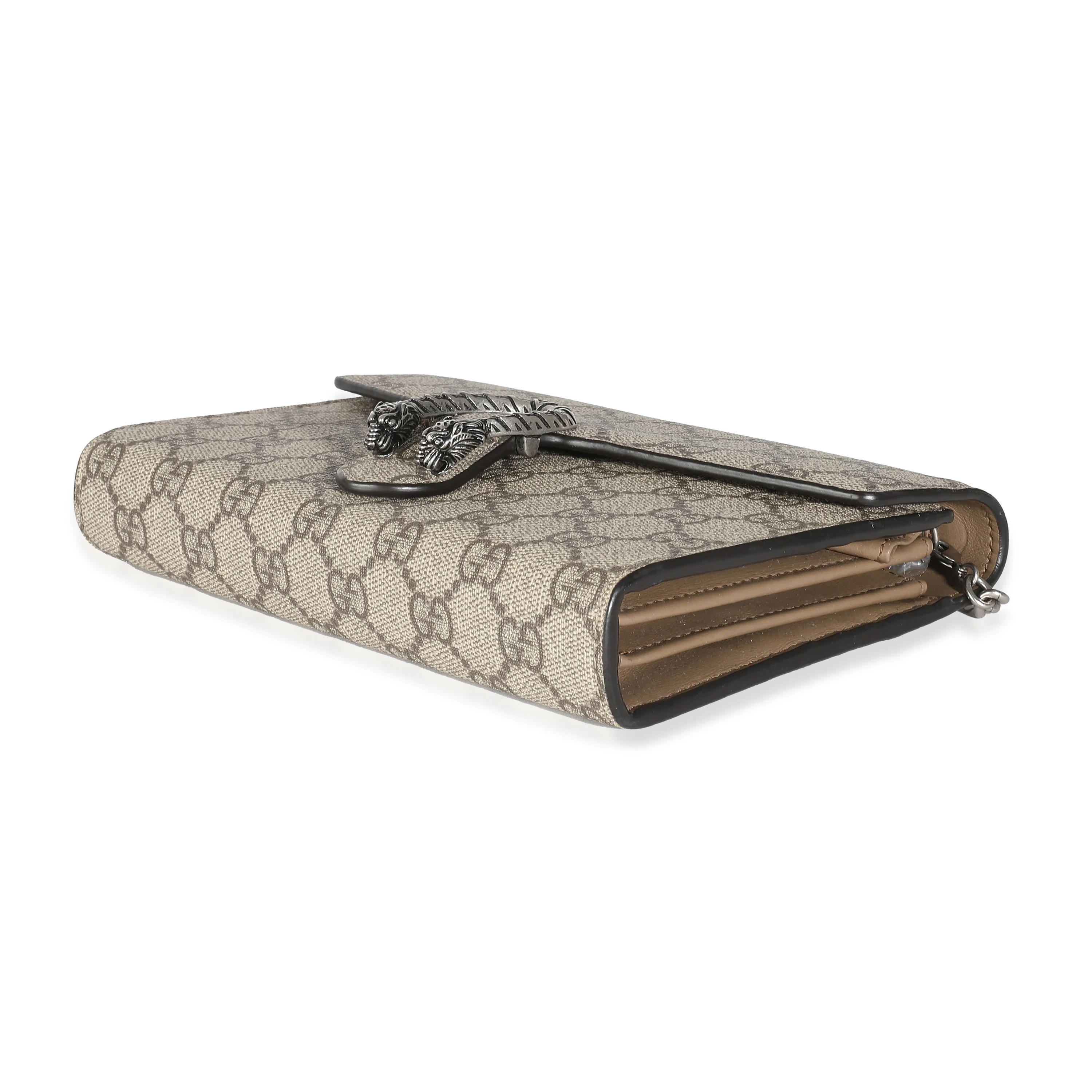 Beige GG Supreme Canvas Dionysus Chain Wallet - Image 7