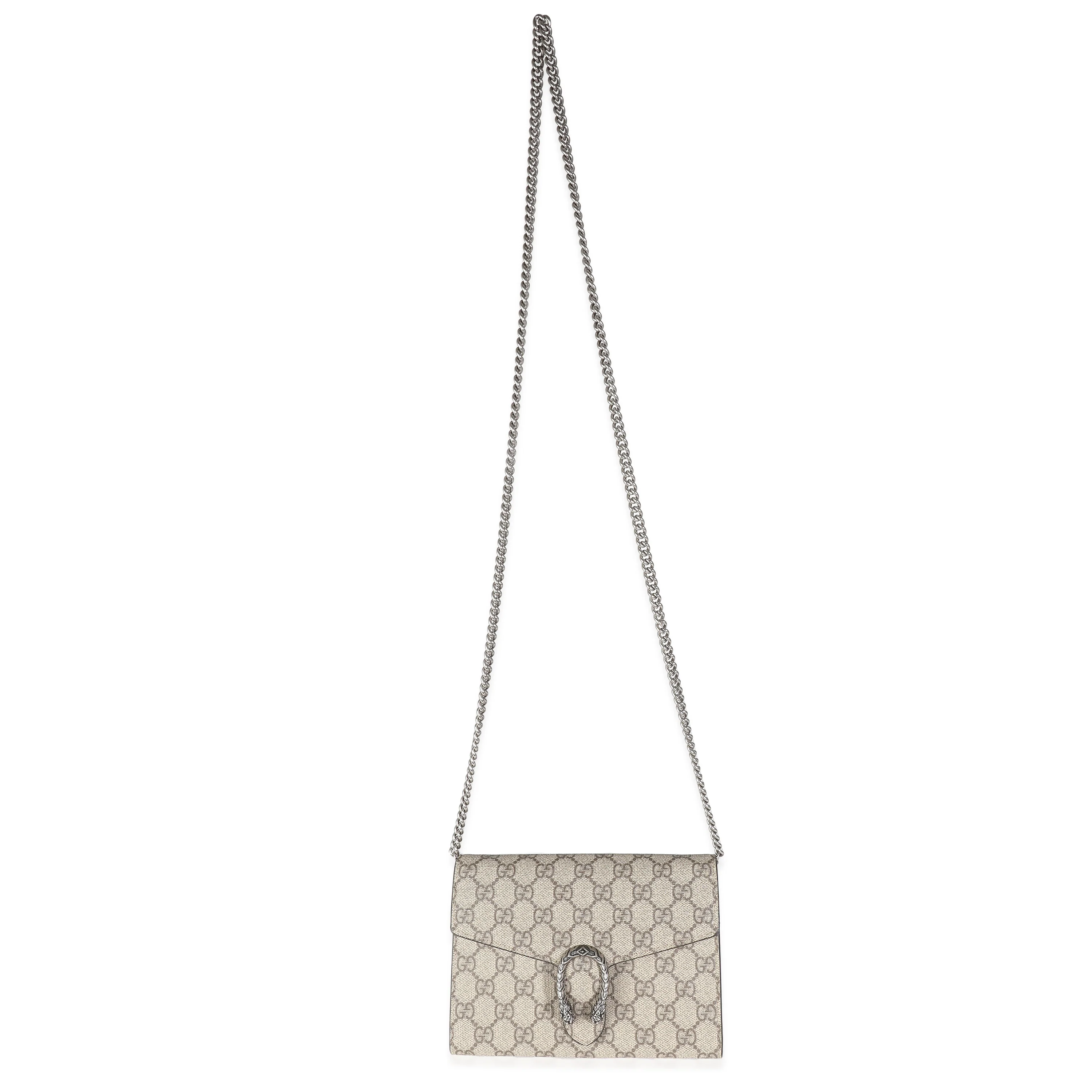 Beige GG Supreme Canvas Dionysus Chain Wallet - Image 8